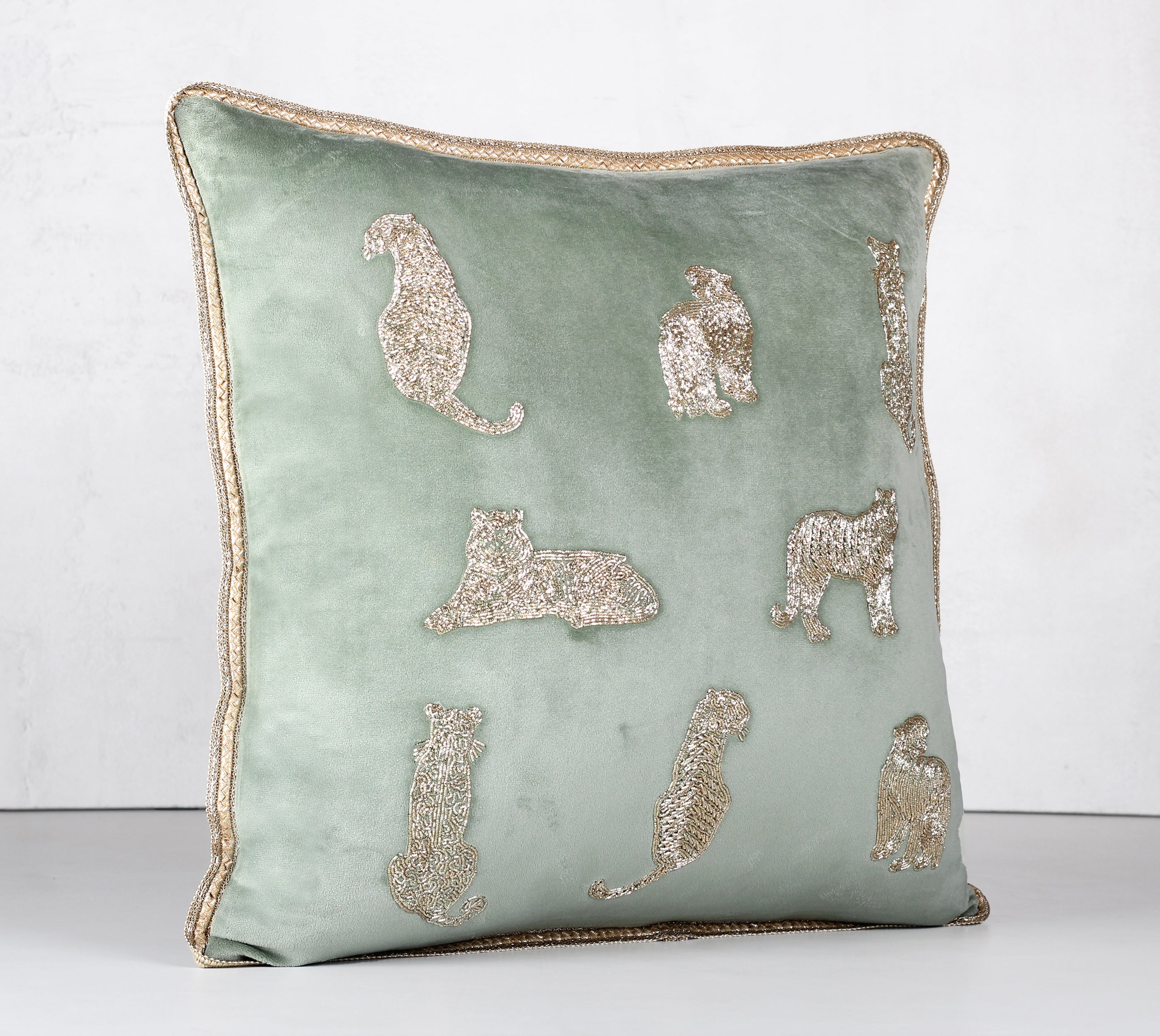 NARGIS Sage Green Velvet Cushion Cover