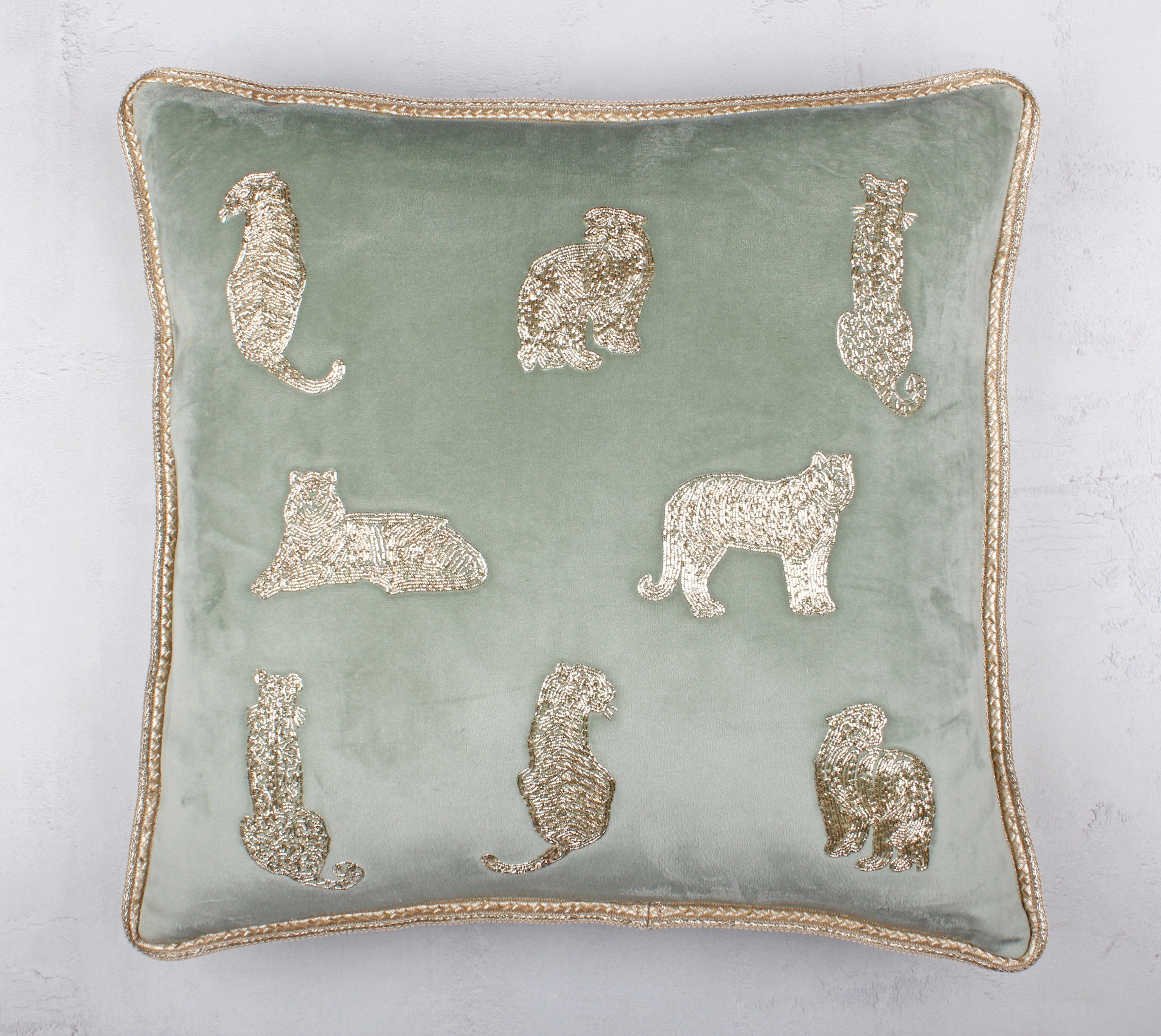 NARGIS Sage Green Velvet Cushion Cover