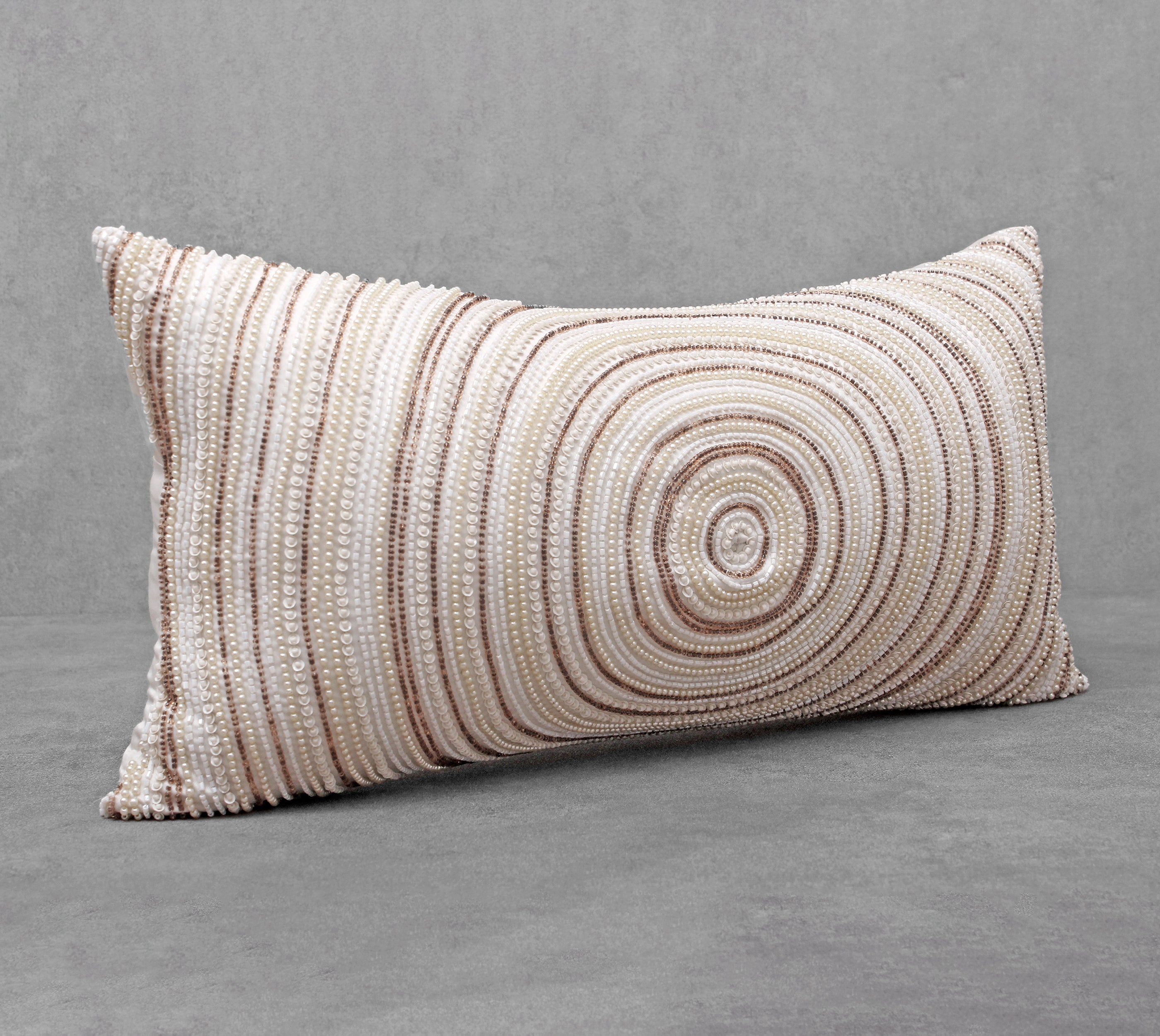 ENAMOR Off White Beaded Cushion Cover