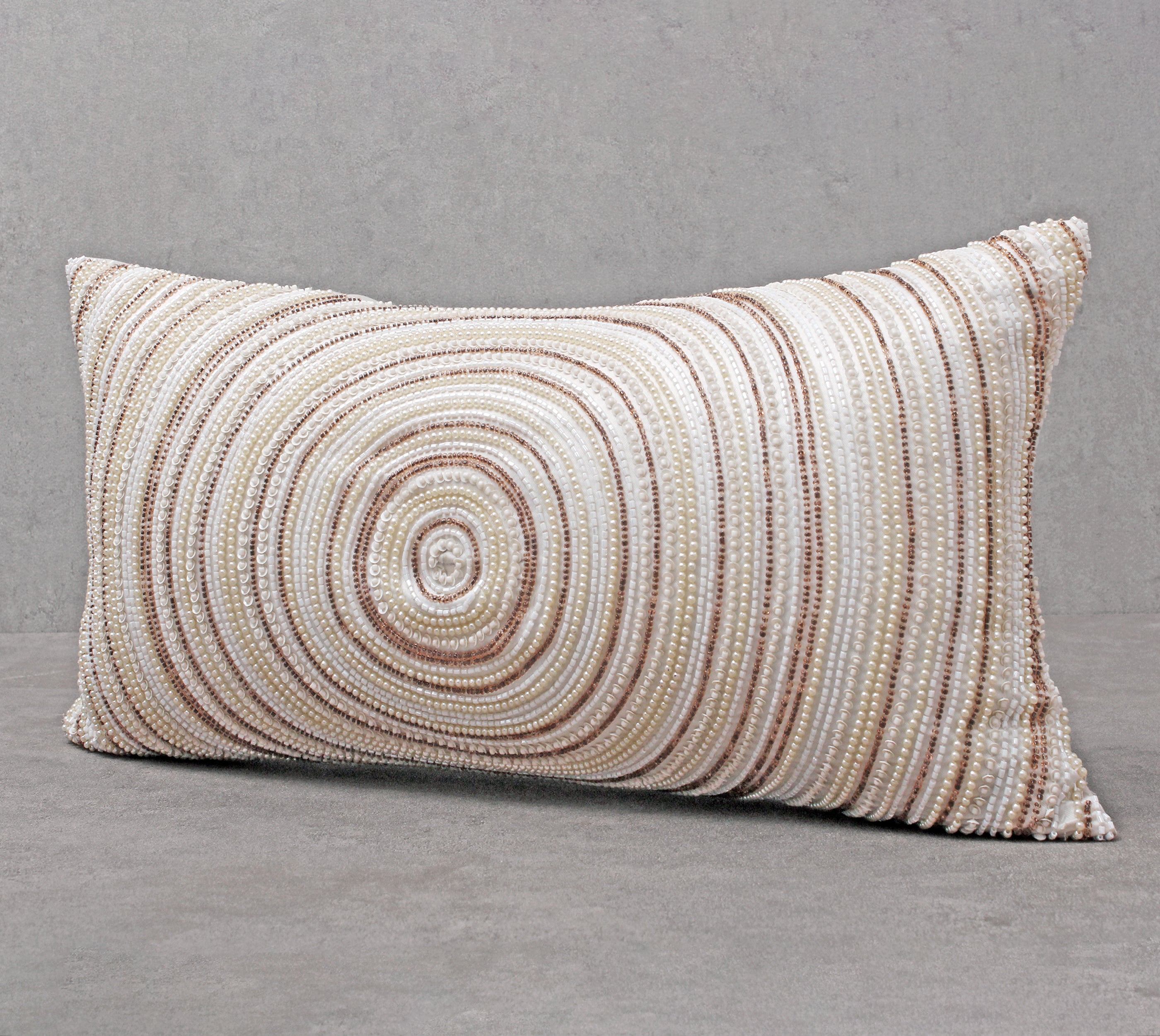 ENAMOR Off White Beaded Cushion Cover