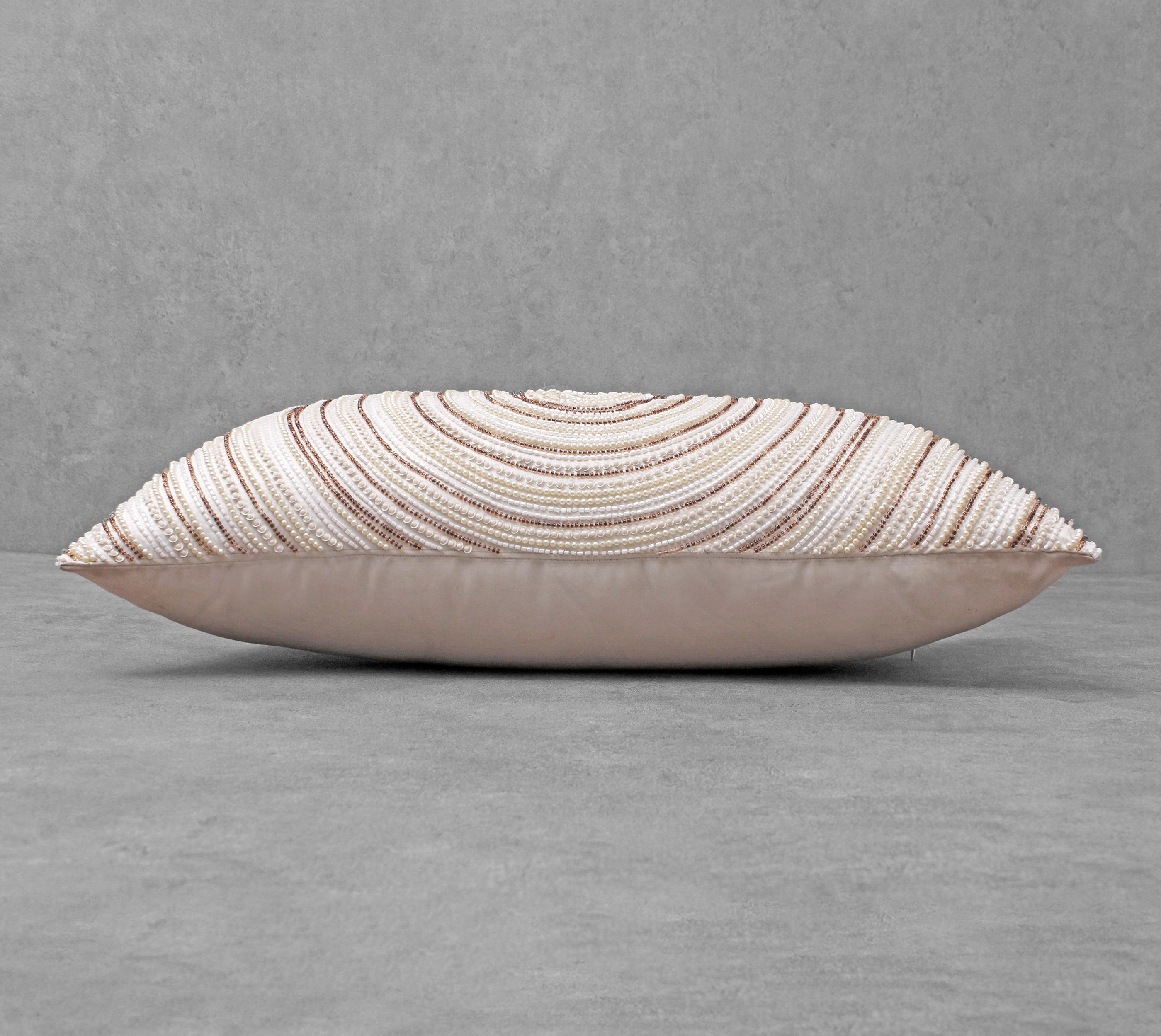 ENAMOR Off White Beaded Cushion Cover