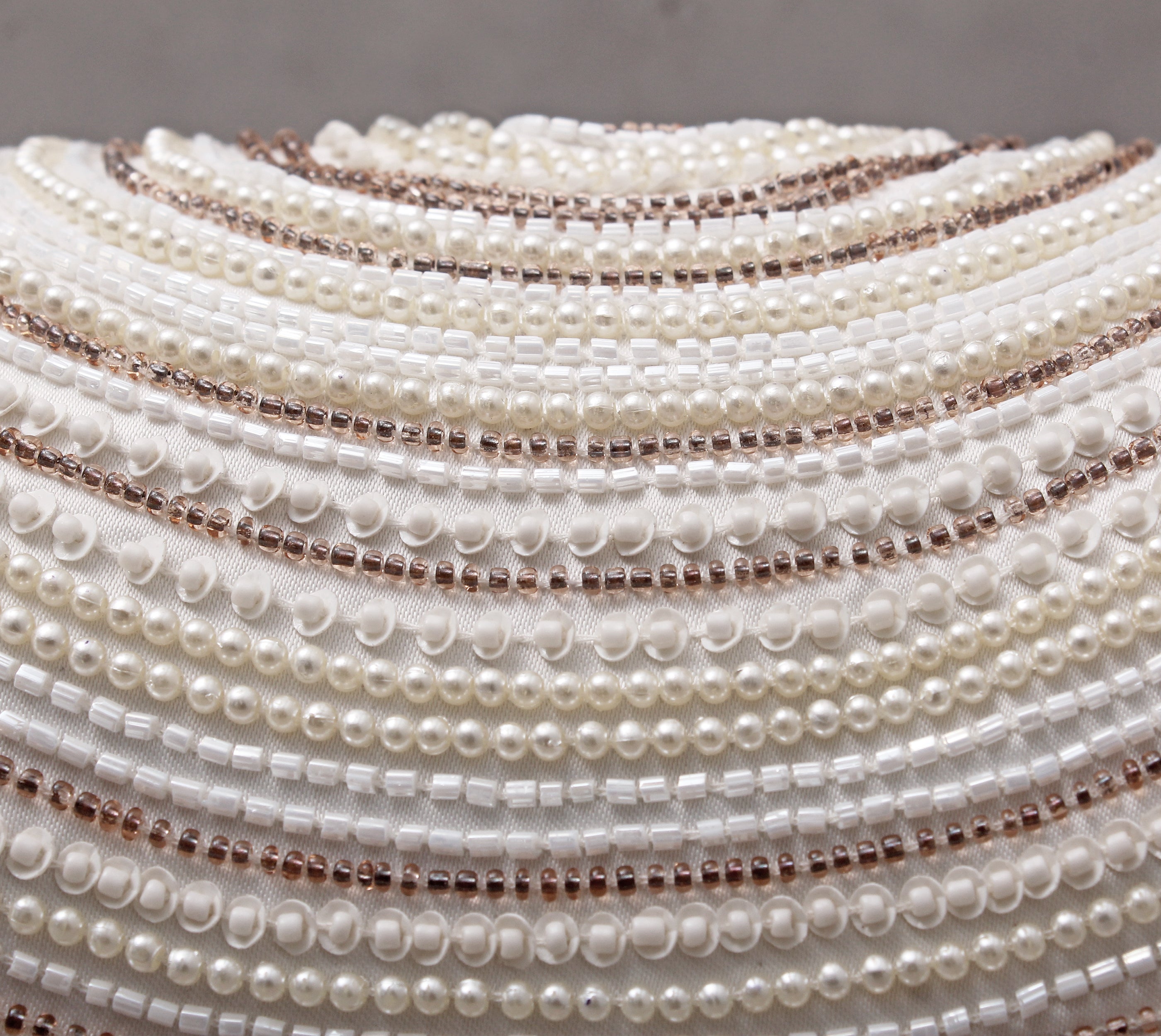 ENAMOR Off White Beaded Cushion Cover