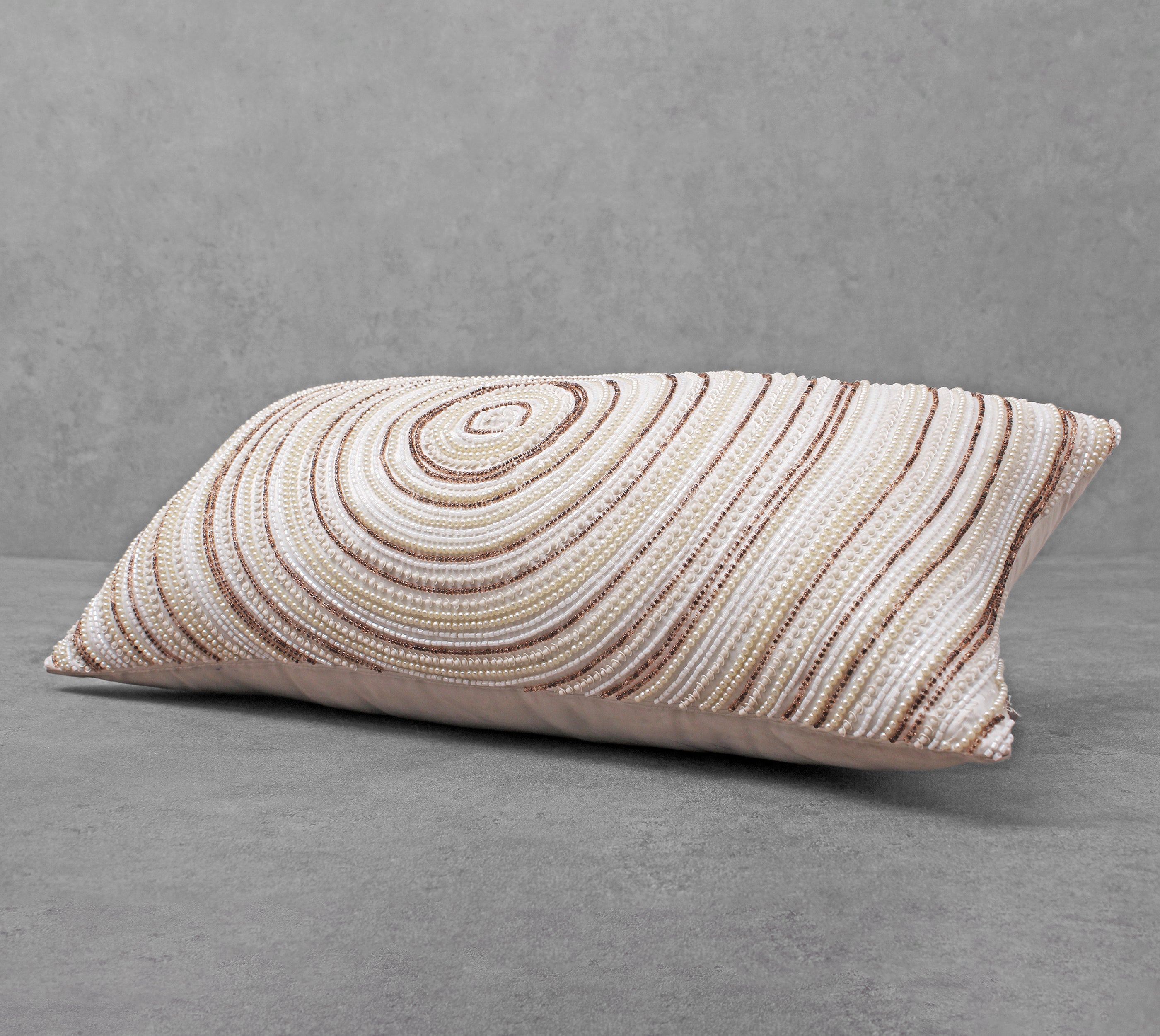 ENAMOR Off White Beaded Cushion Cover