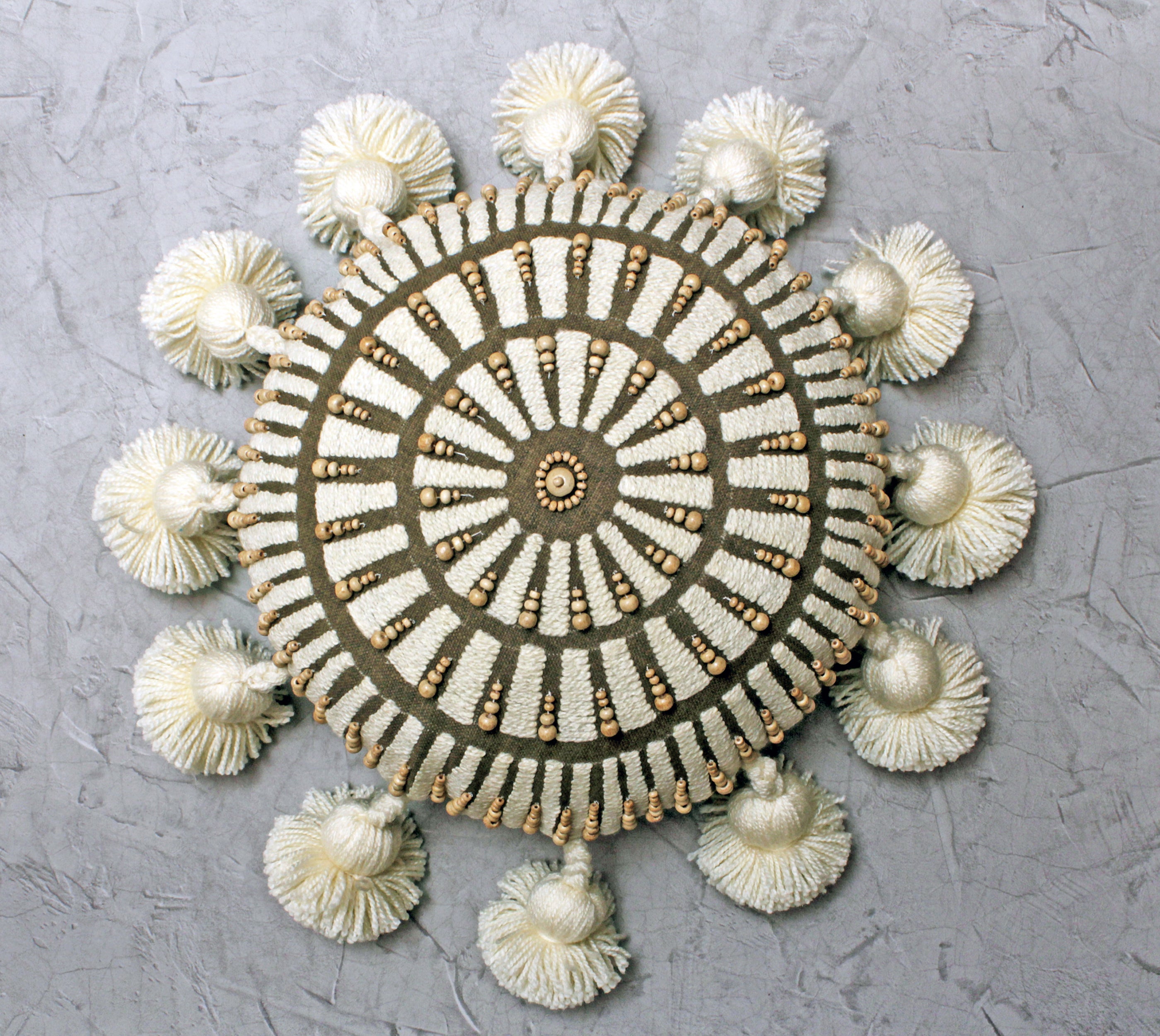MAIGOLD Brown and Off-white Cotton Cushion Cover