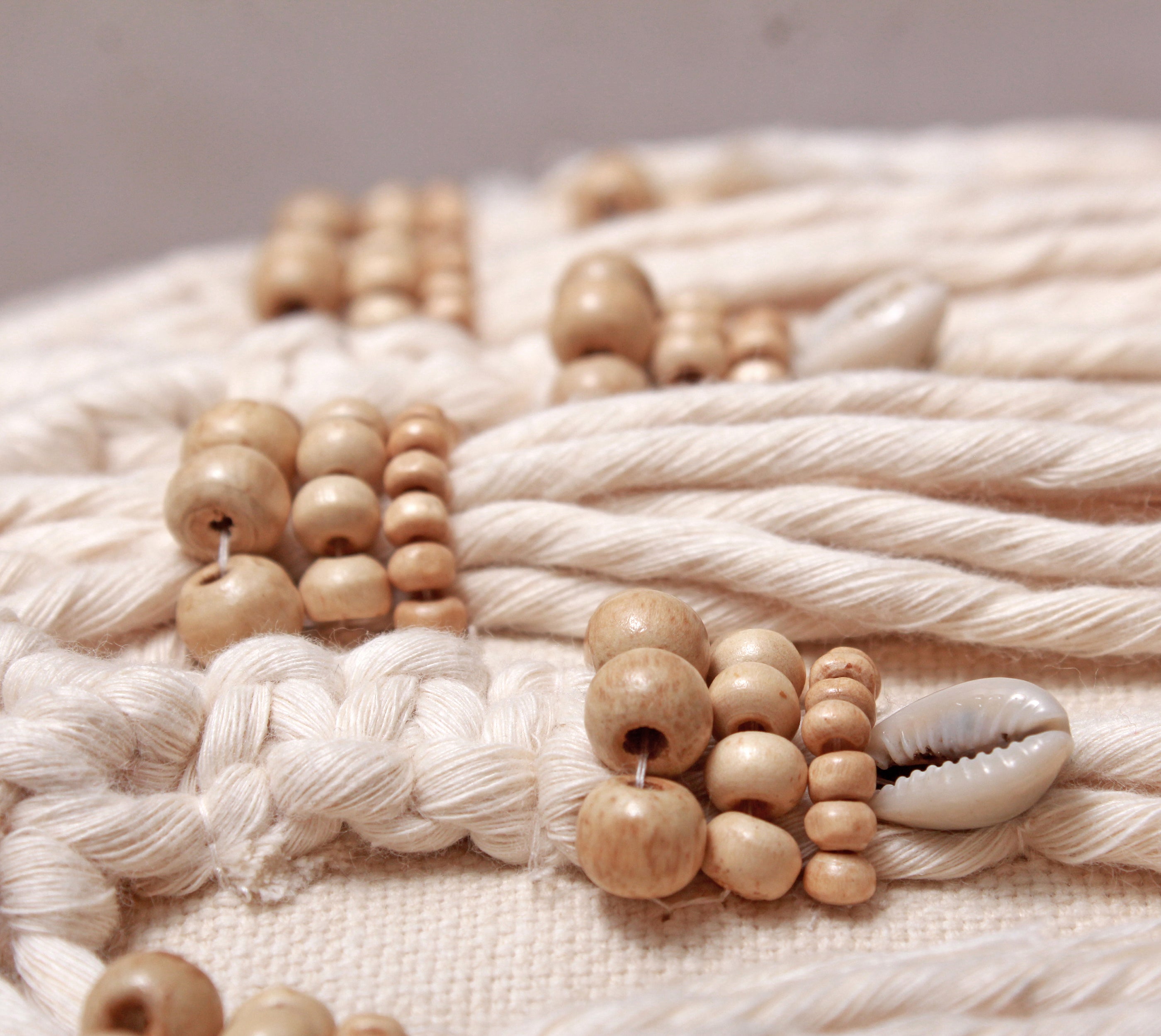 WREN Off-white Macrame Cotton Cushion Cover