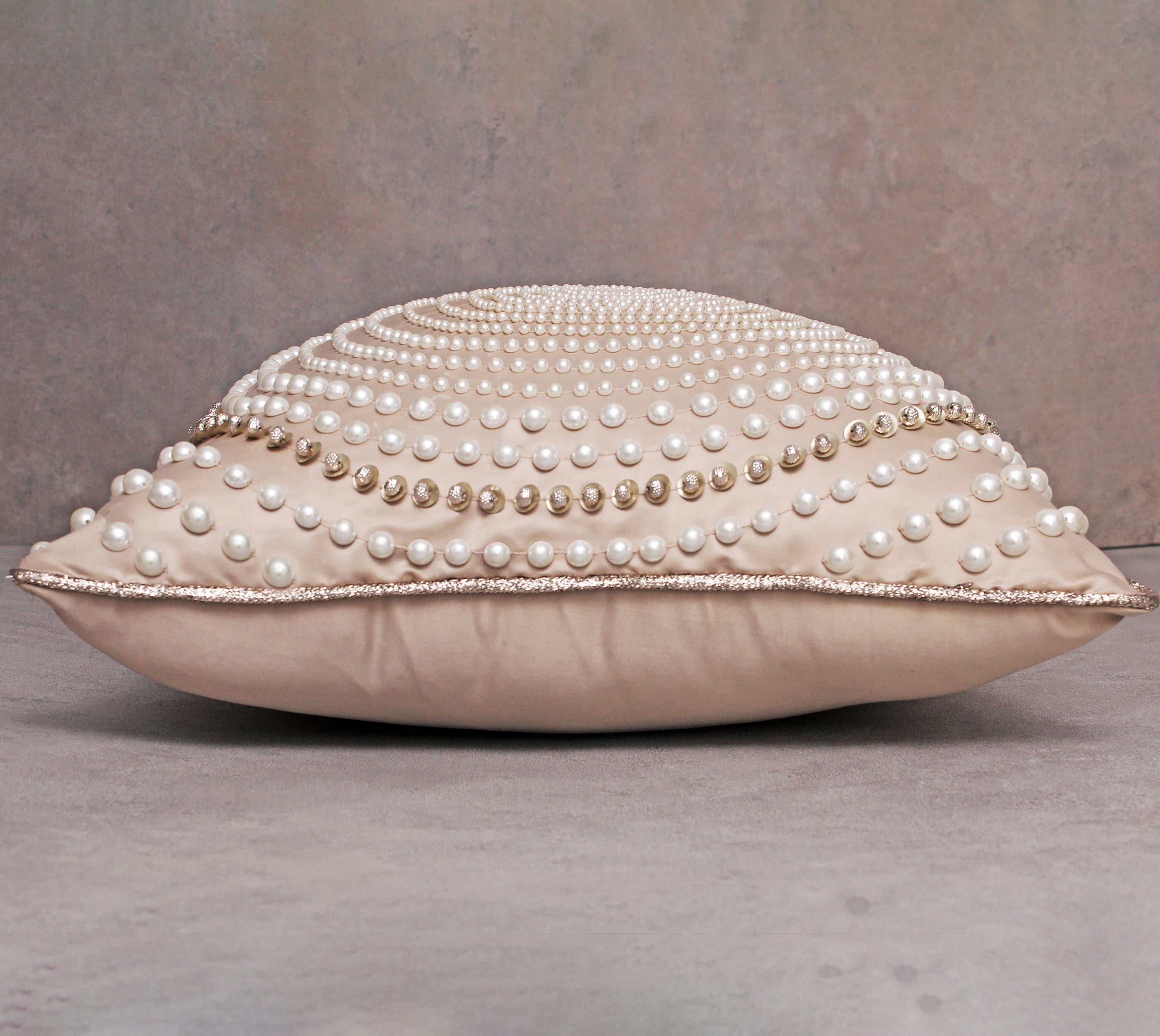 ENAMOR Beige Beaded Cushion Cover