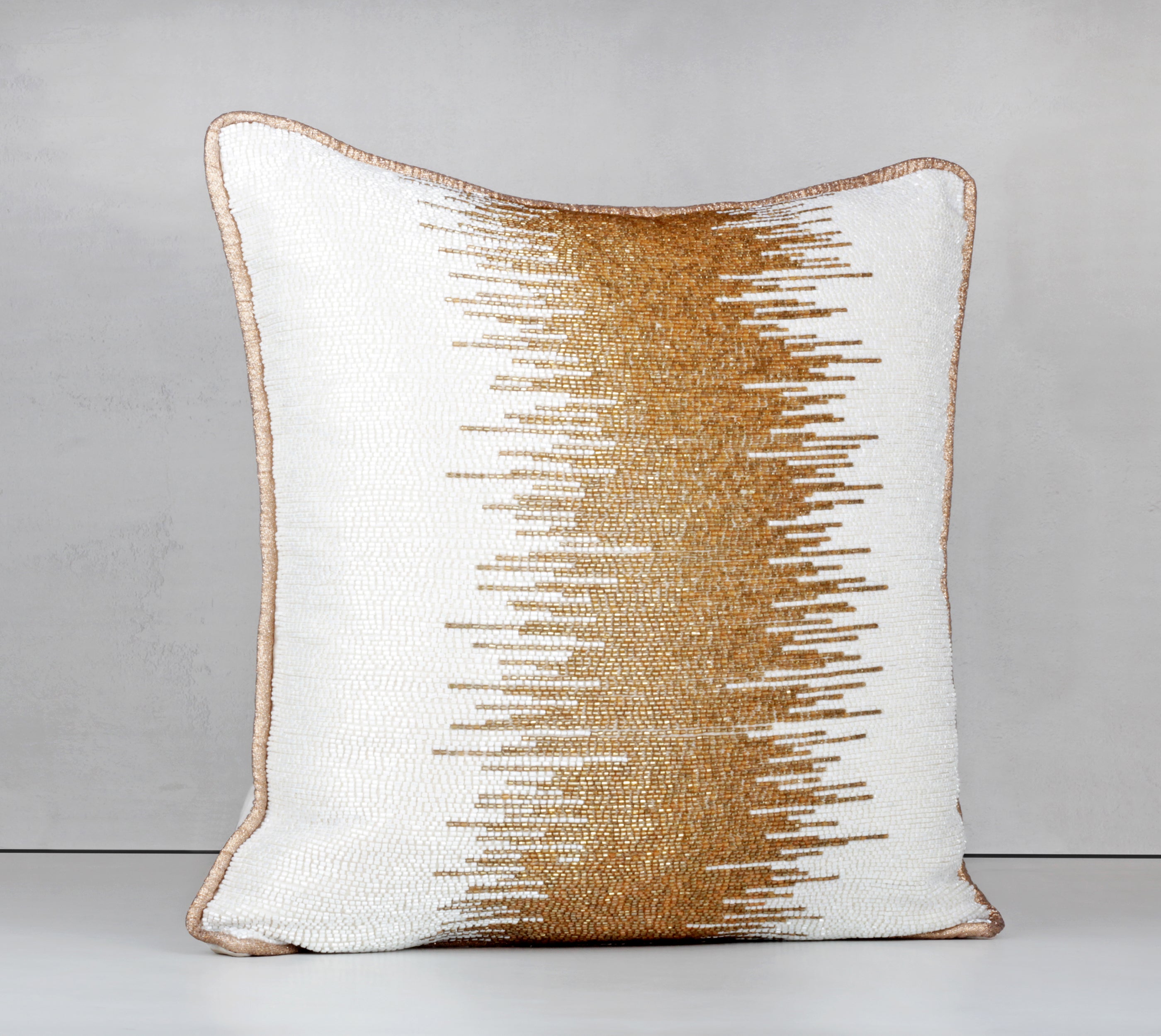CROESUS White Gold Beaded Cushion Cover