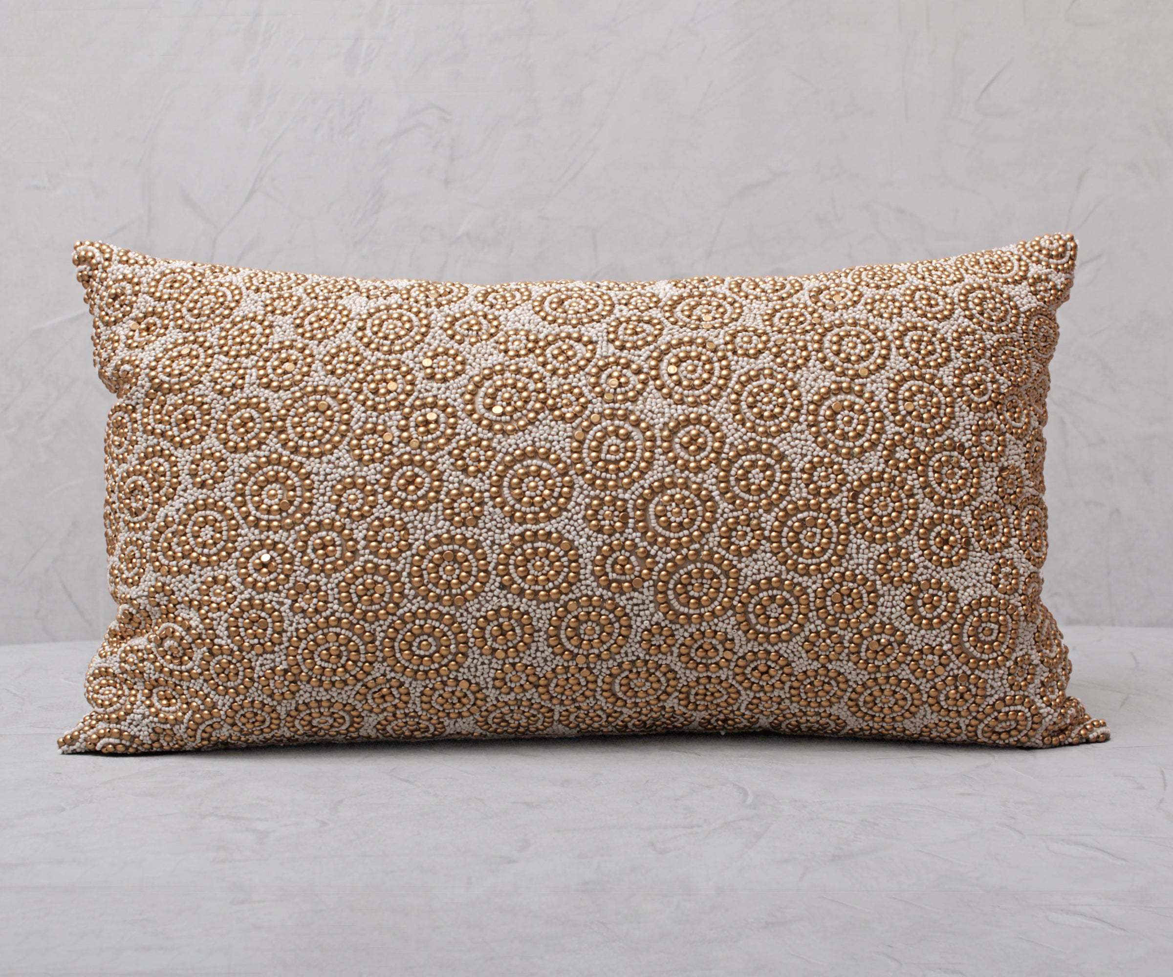 ENAMOR Gold Beaded Cushion Cover