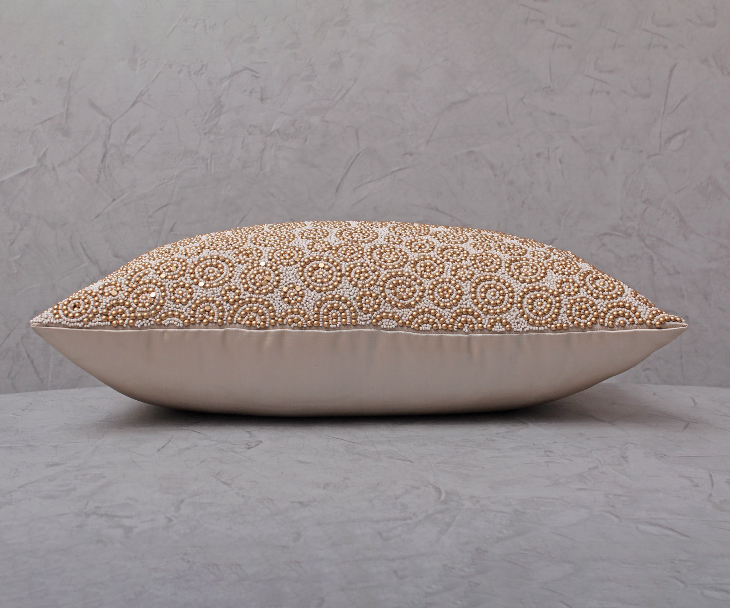 ENAMOR Gold Beaded Cushion Cover