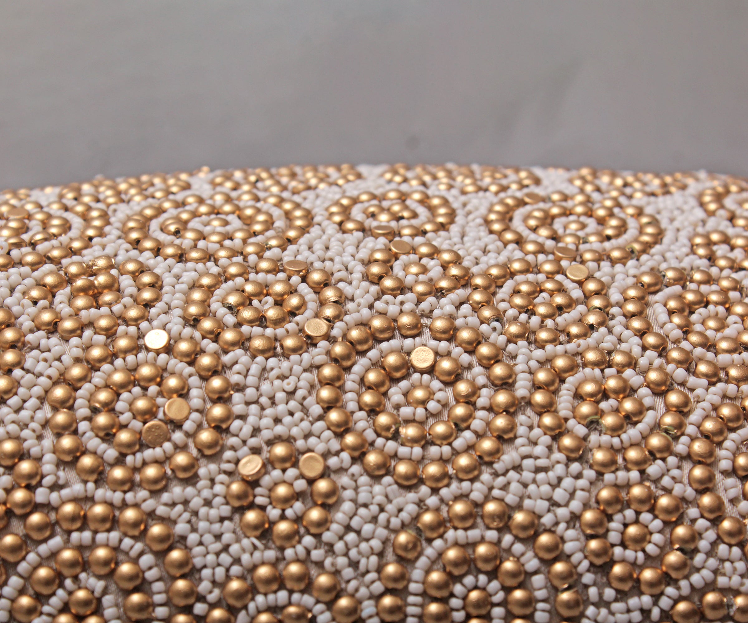 ENAMOR Gold Beaded Cushion Cover