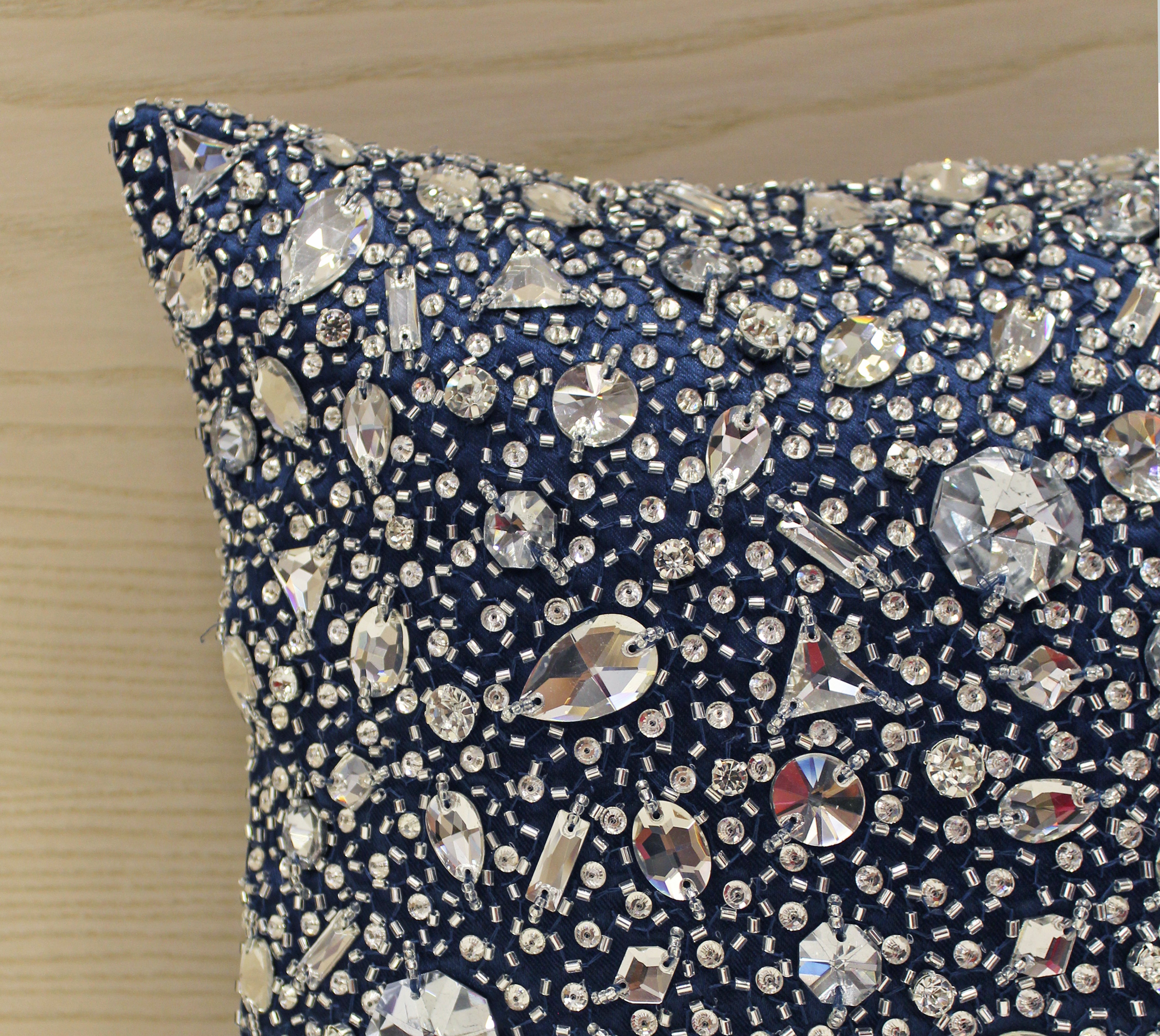 FORTUNE Navy Blue Bling Cushion Cover