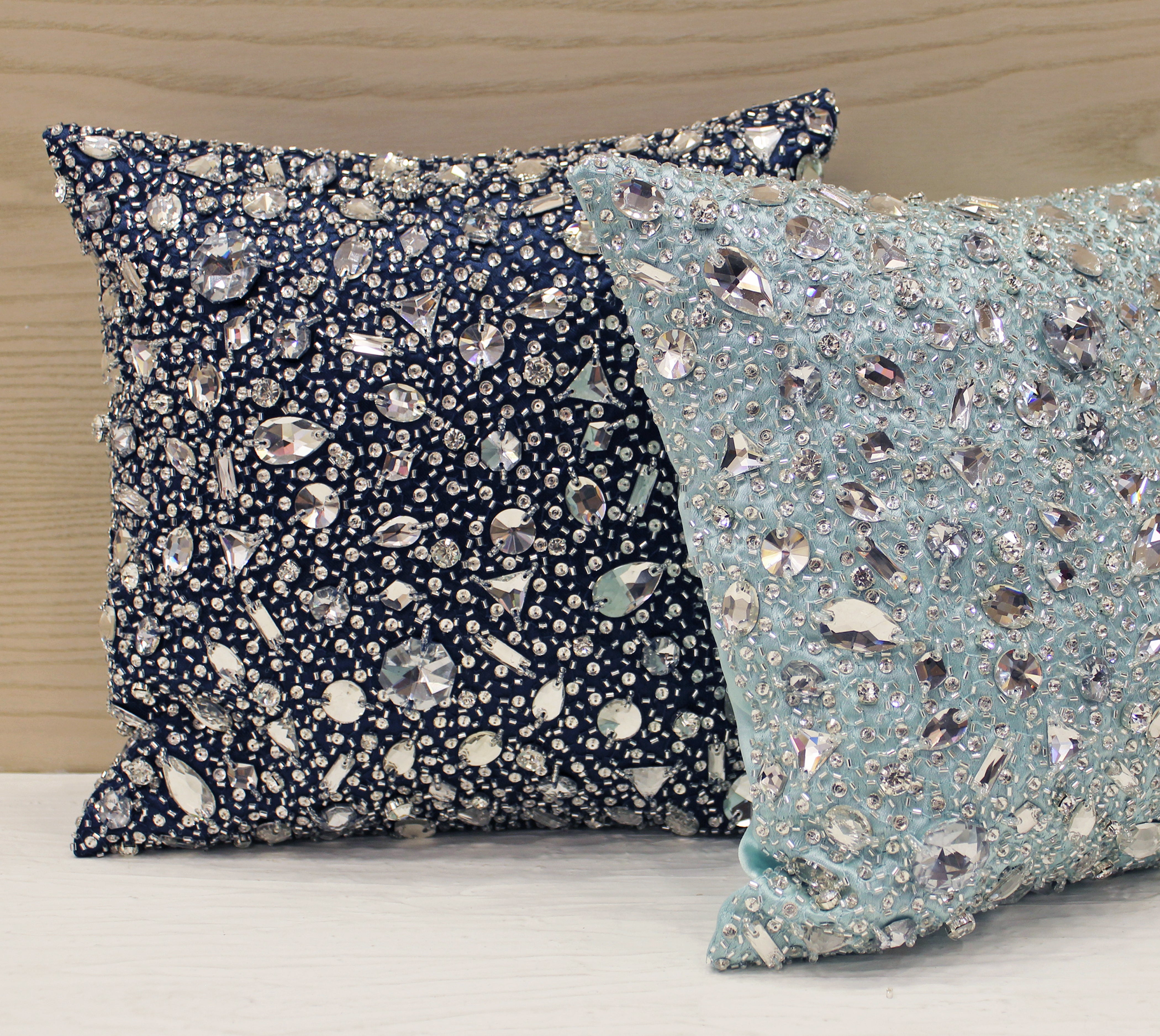 FORTUNE Navy Blue Bling Cushion Cover