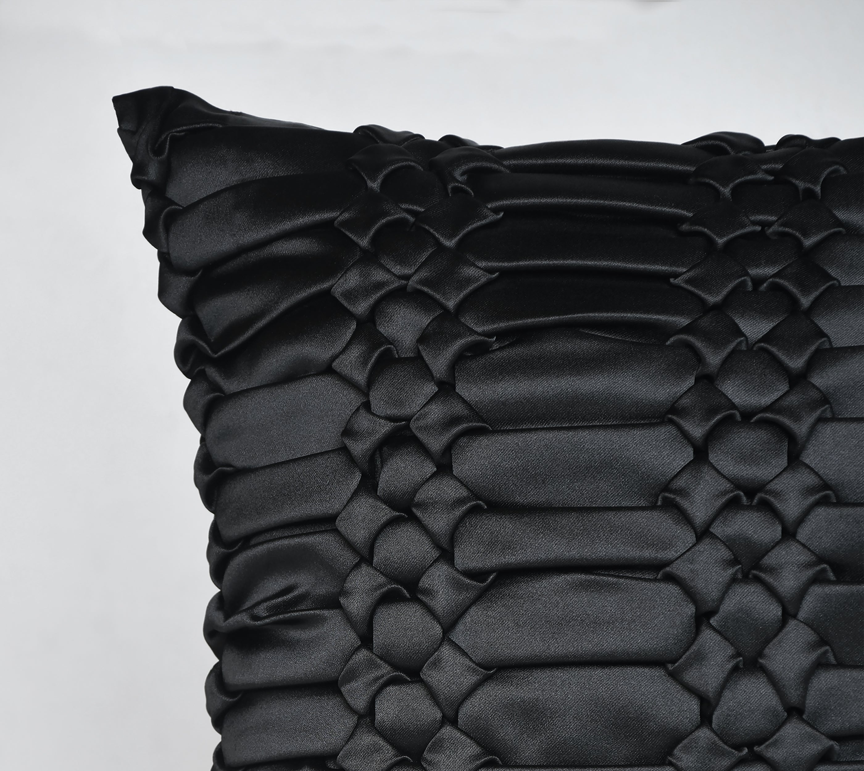 TRINITY Black Smocking Cushion Cover