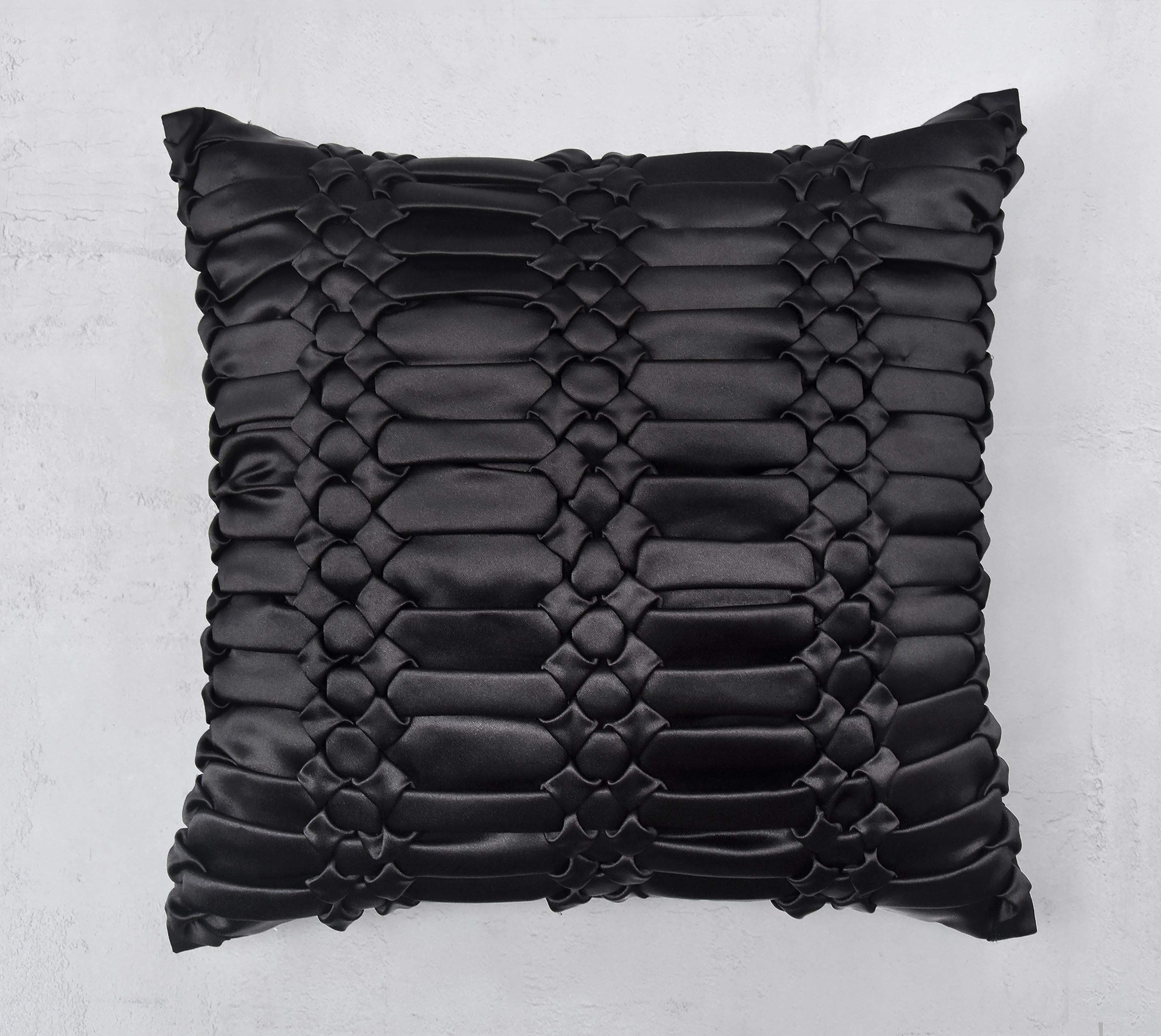 TRINITY Black Smocking Cushion Cover