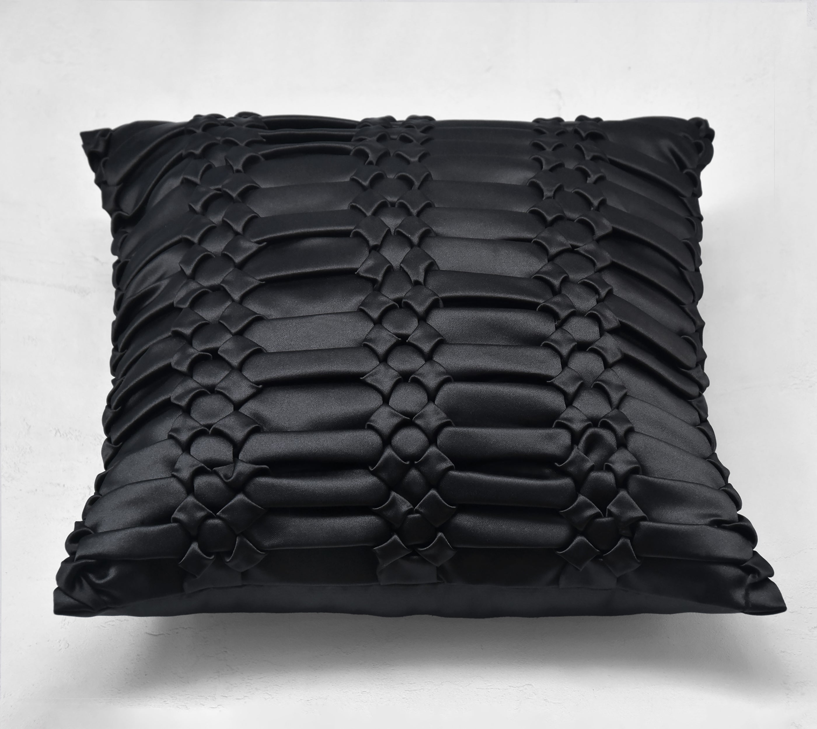 TRINITY Black Smocking Cushion Cover