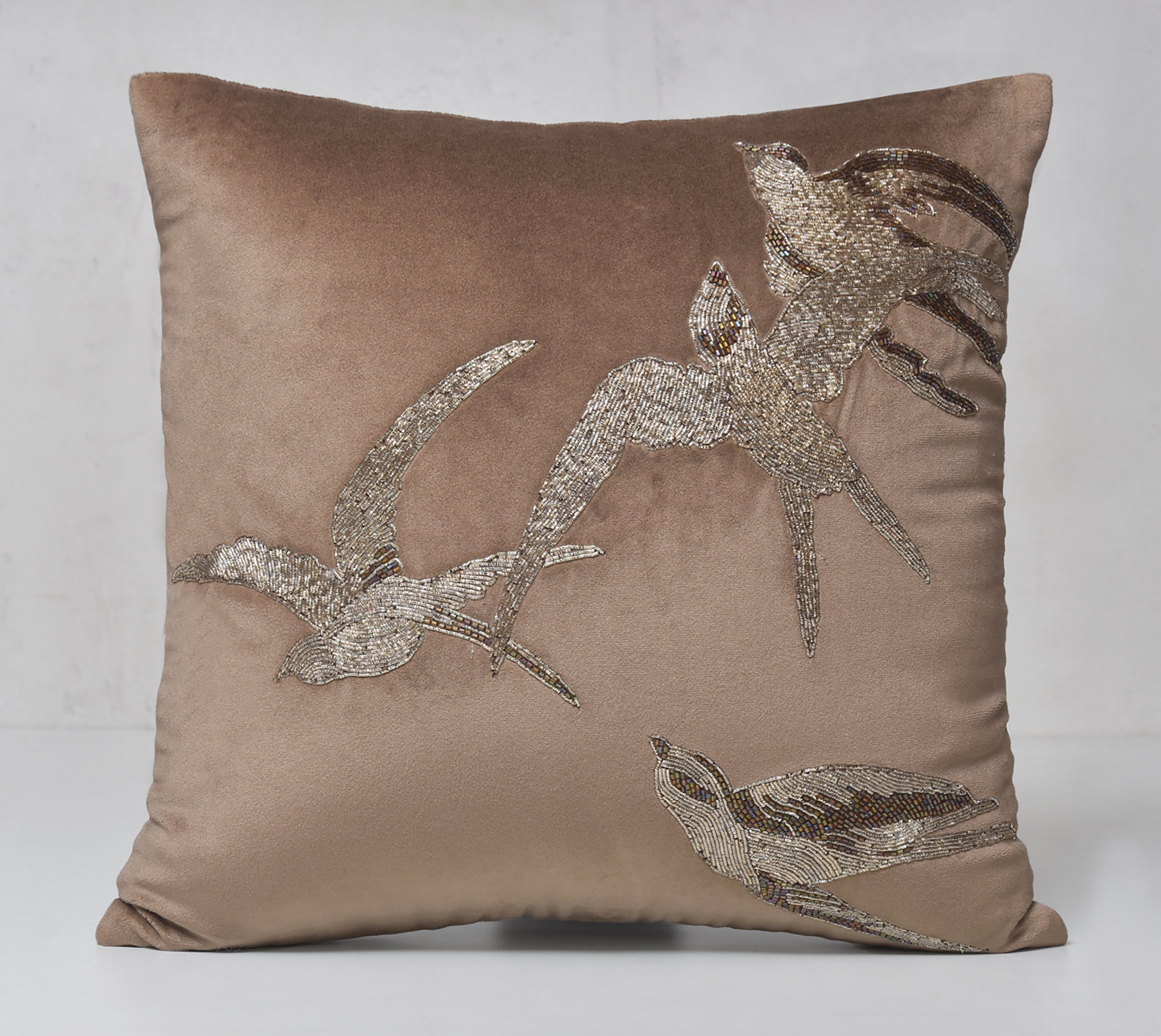 AURORA Taupe Velvet Cushion Cover