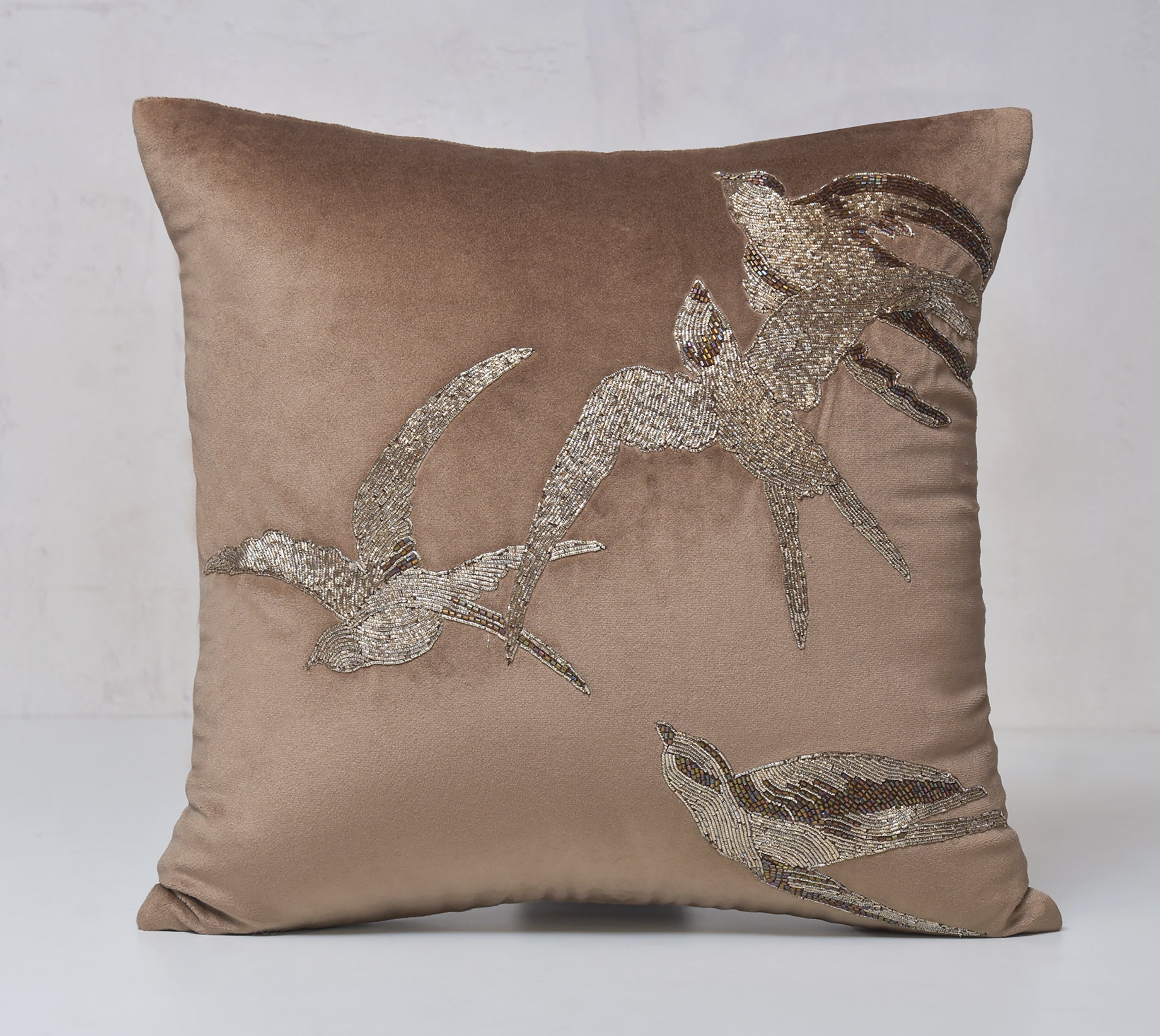 AURORA Taupe Velvet Cushion Cover