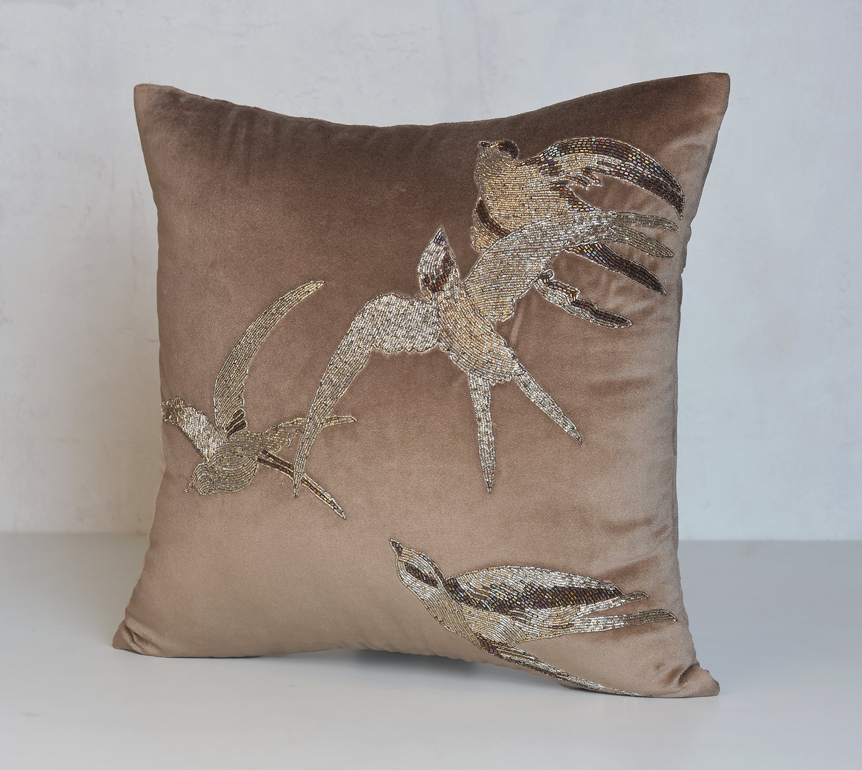 AURORA Taupe Velvet Cushion Cover