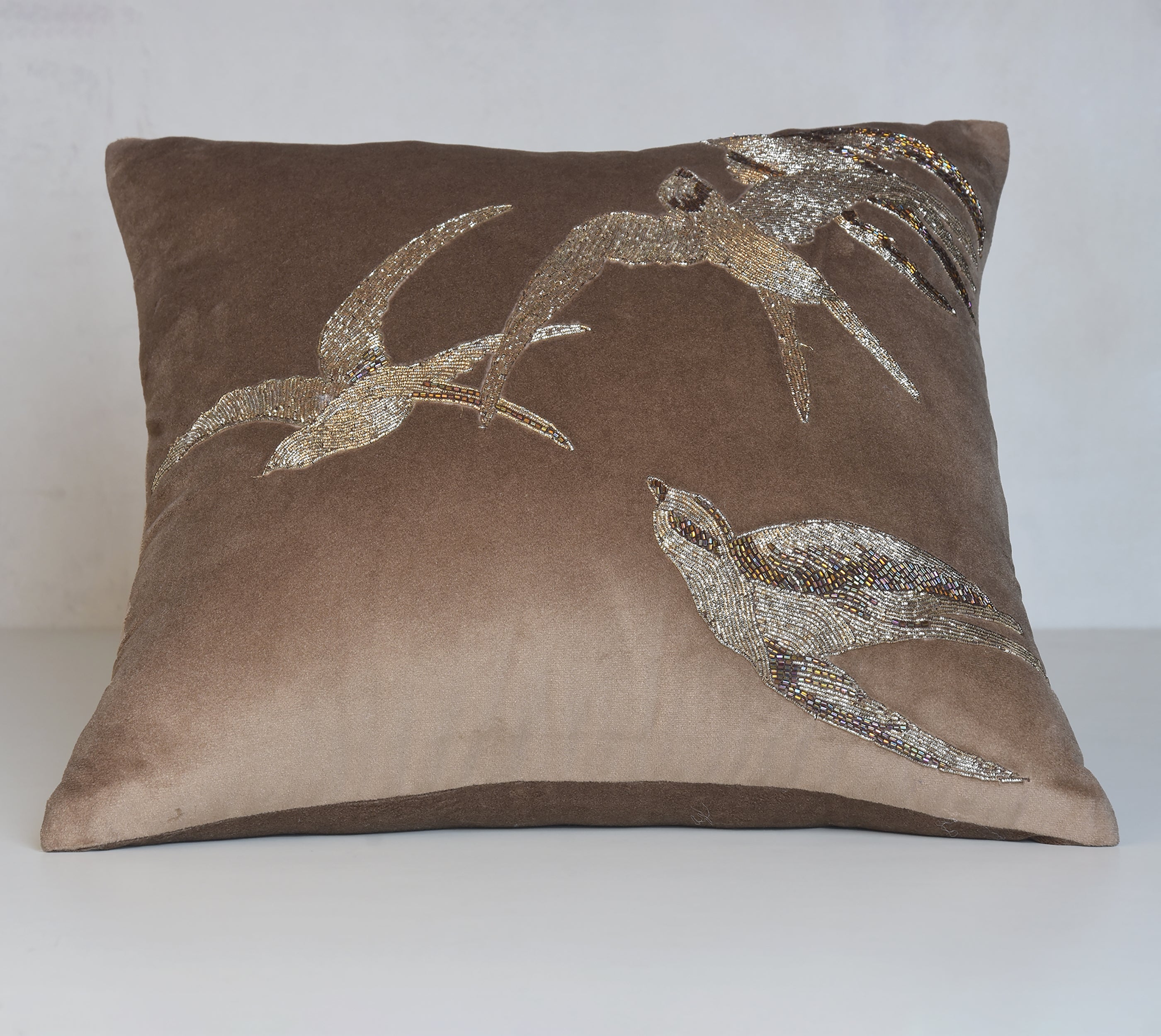 AURORA Taupe Velvet Cushion Cover