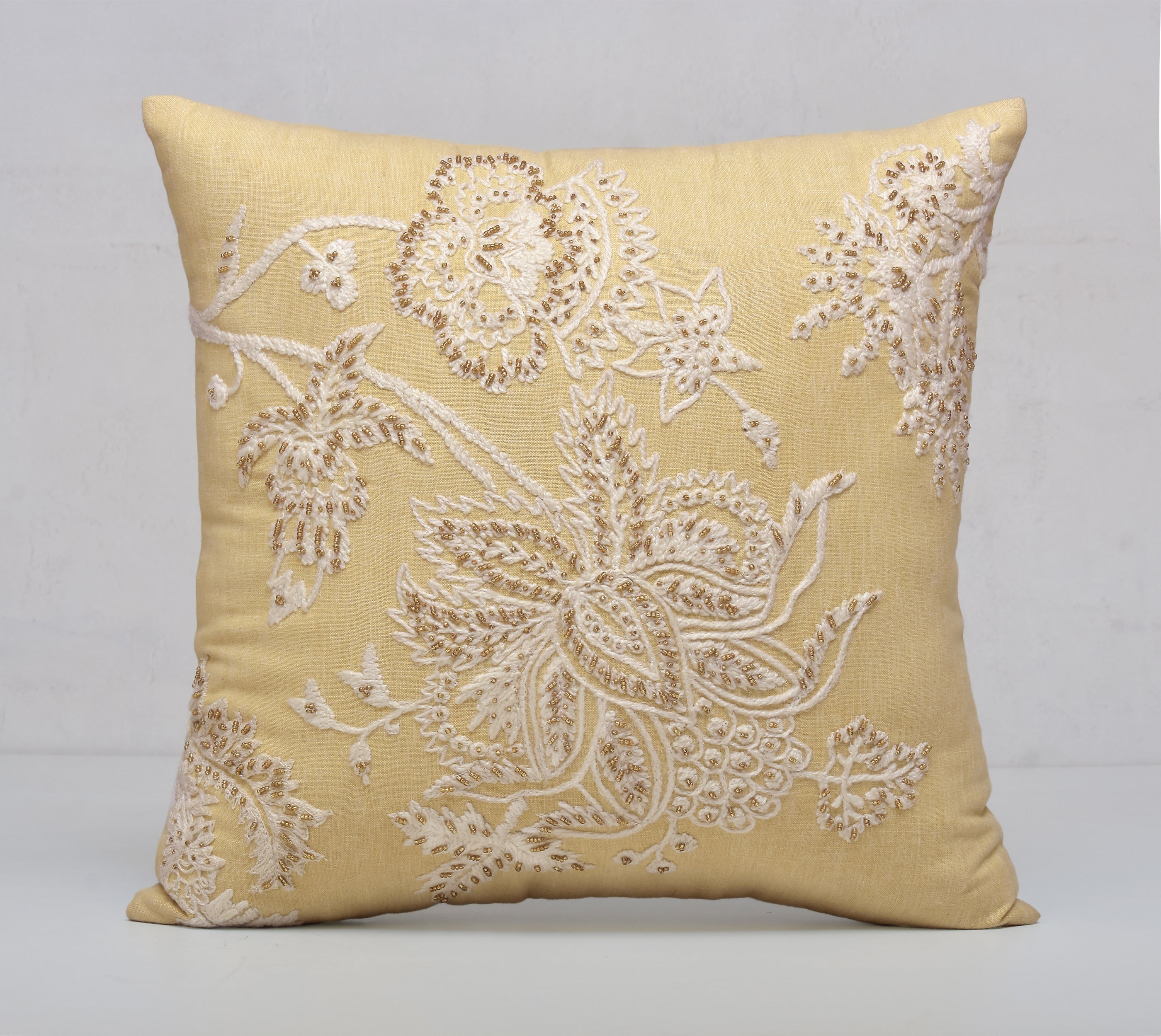 ISABELLA Yellow Linen Cushion Cover