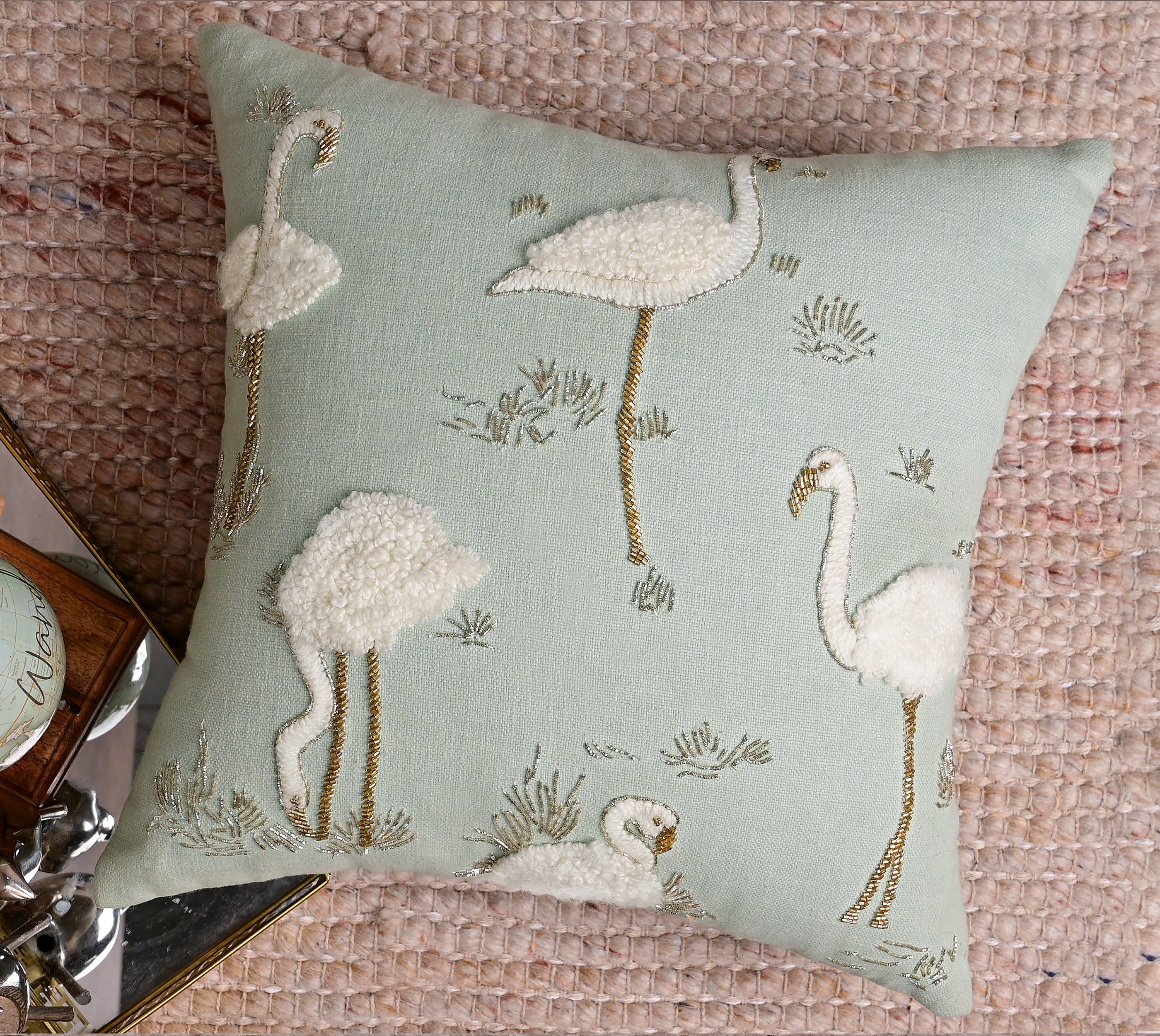 ISABELLA Mint Cotton Cushion Cover