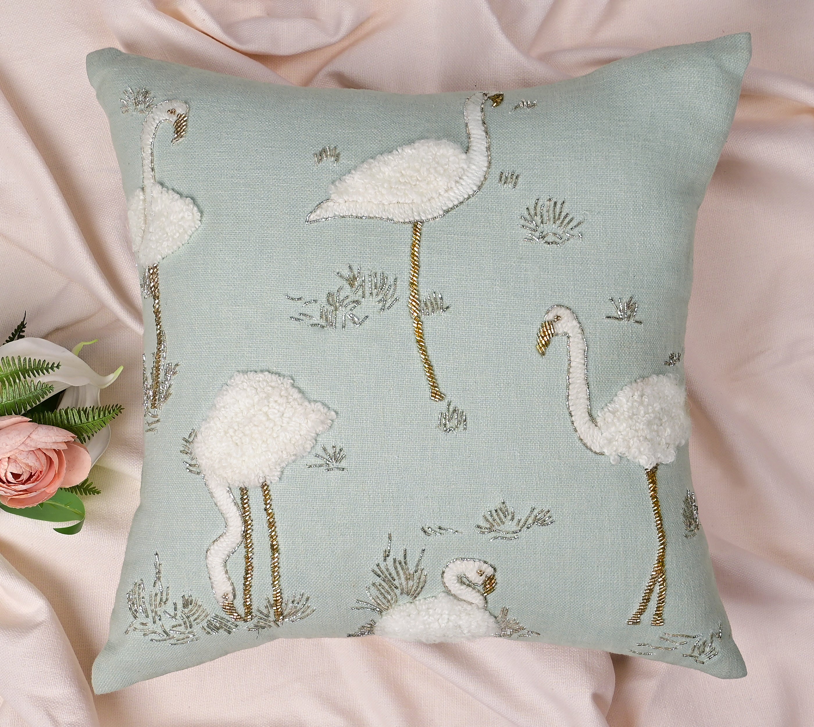 ISABELLA Mint Cotton Cushion Cover