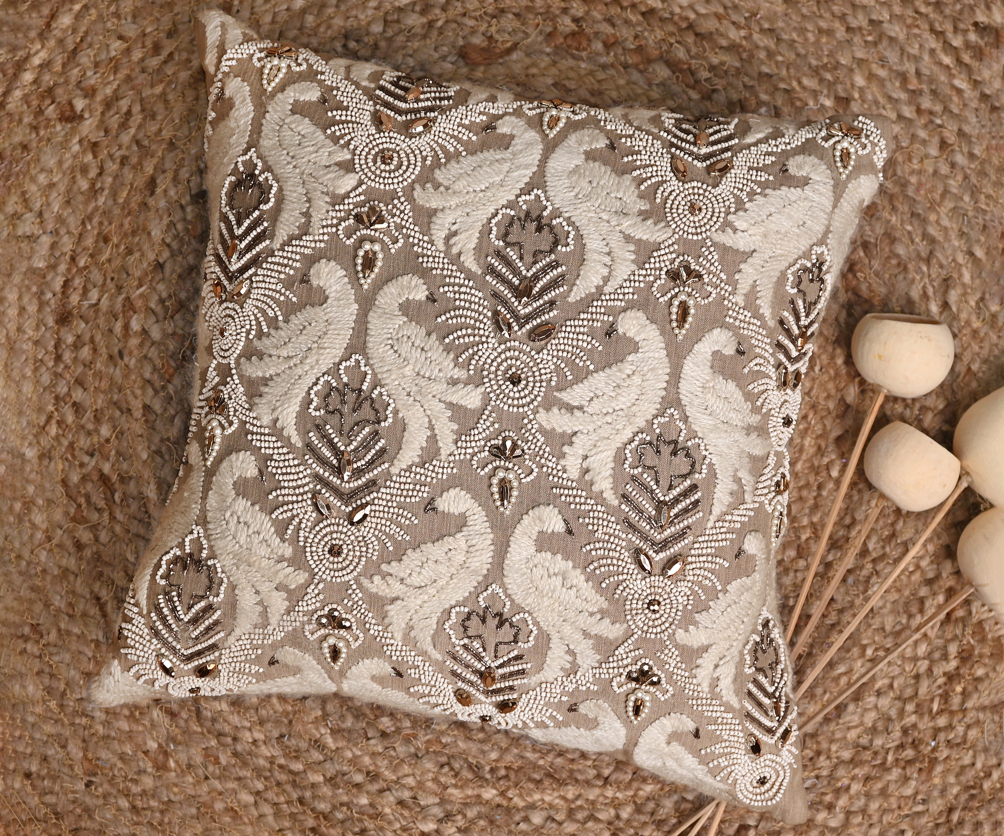 ISABELLA Taupe Linen Cushion Cover