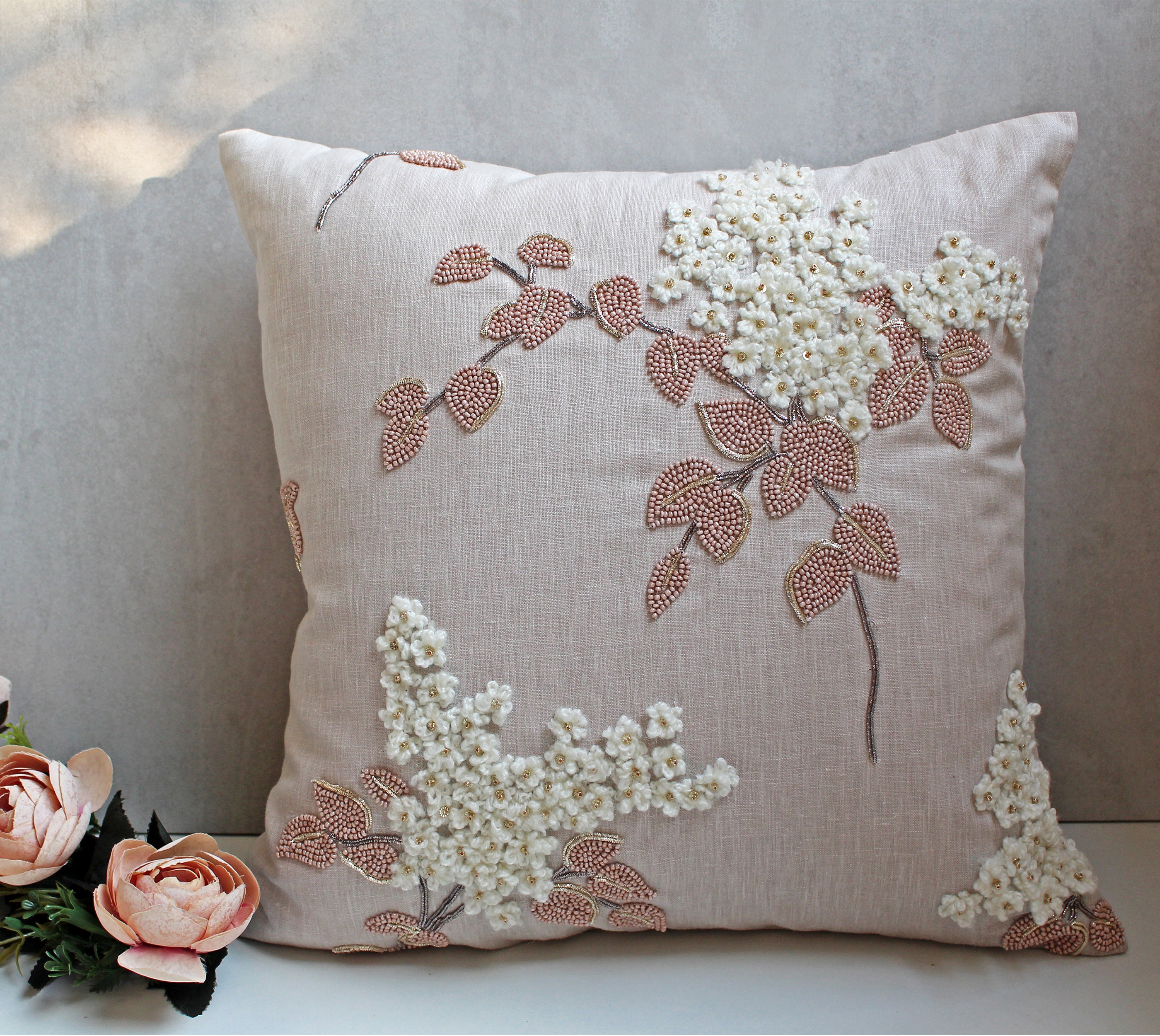 ISABELLA Light Beige Linen Cushion Cover