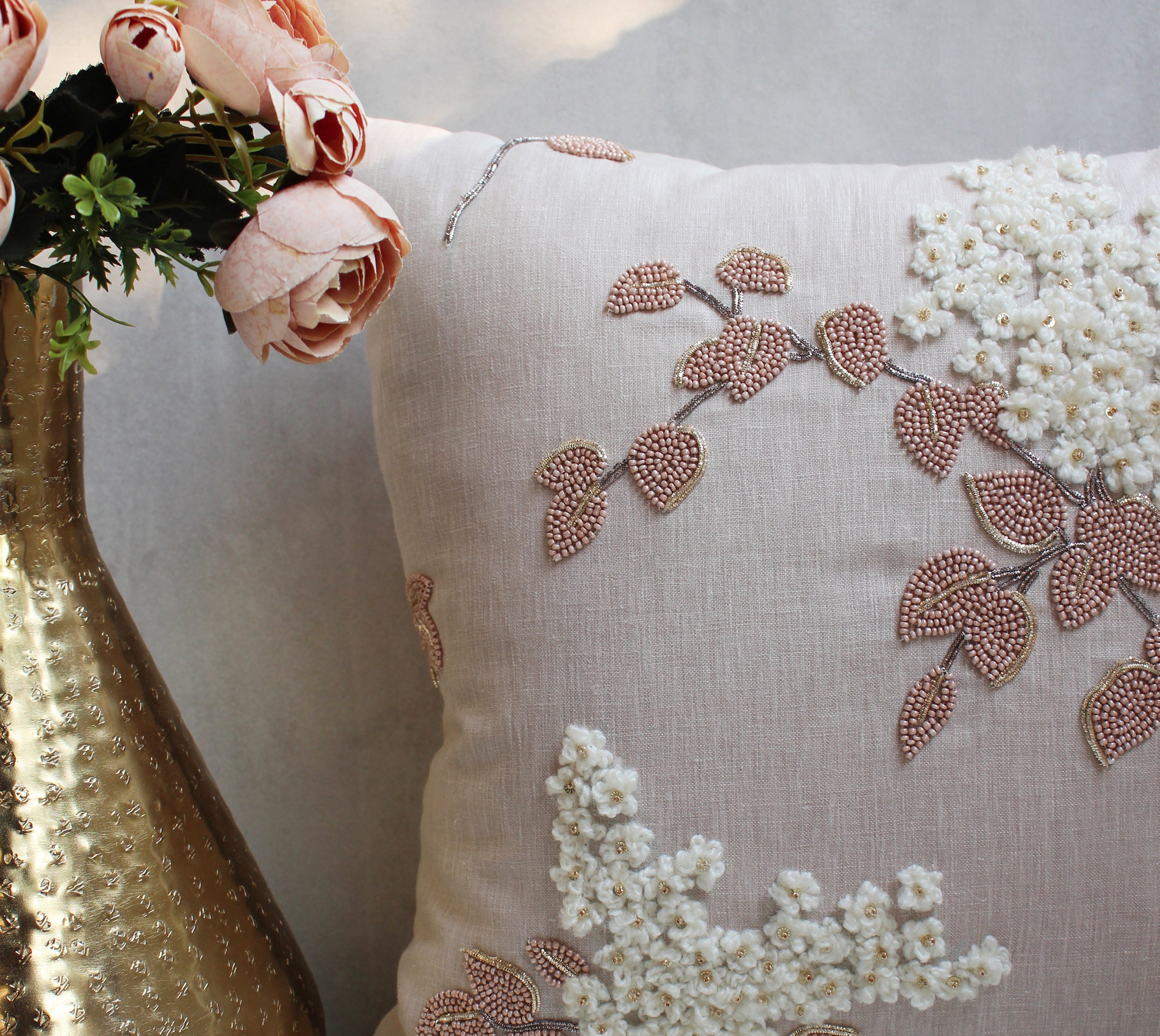 ISABELLA Light Beige Linen Cushion Cover