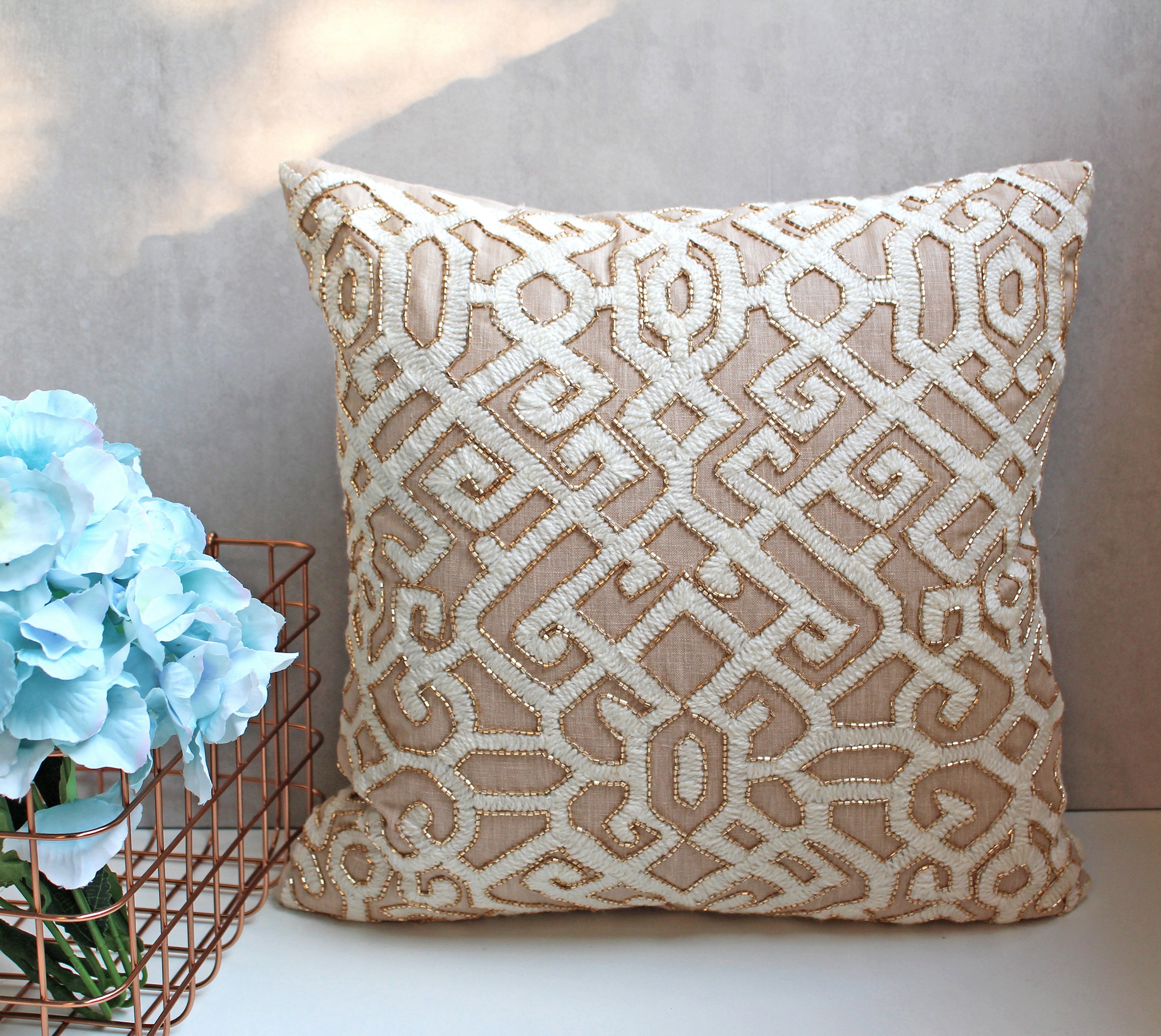 ISABELLA Beige Linen Cushion Cover