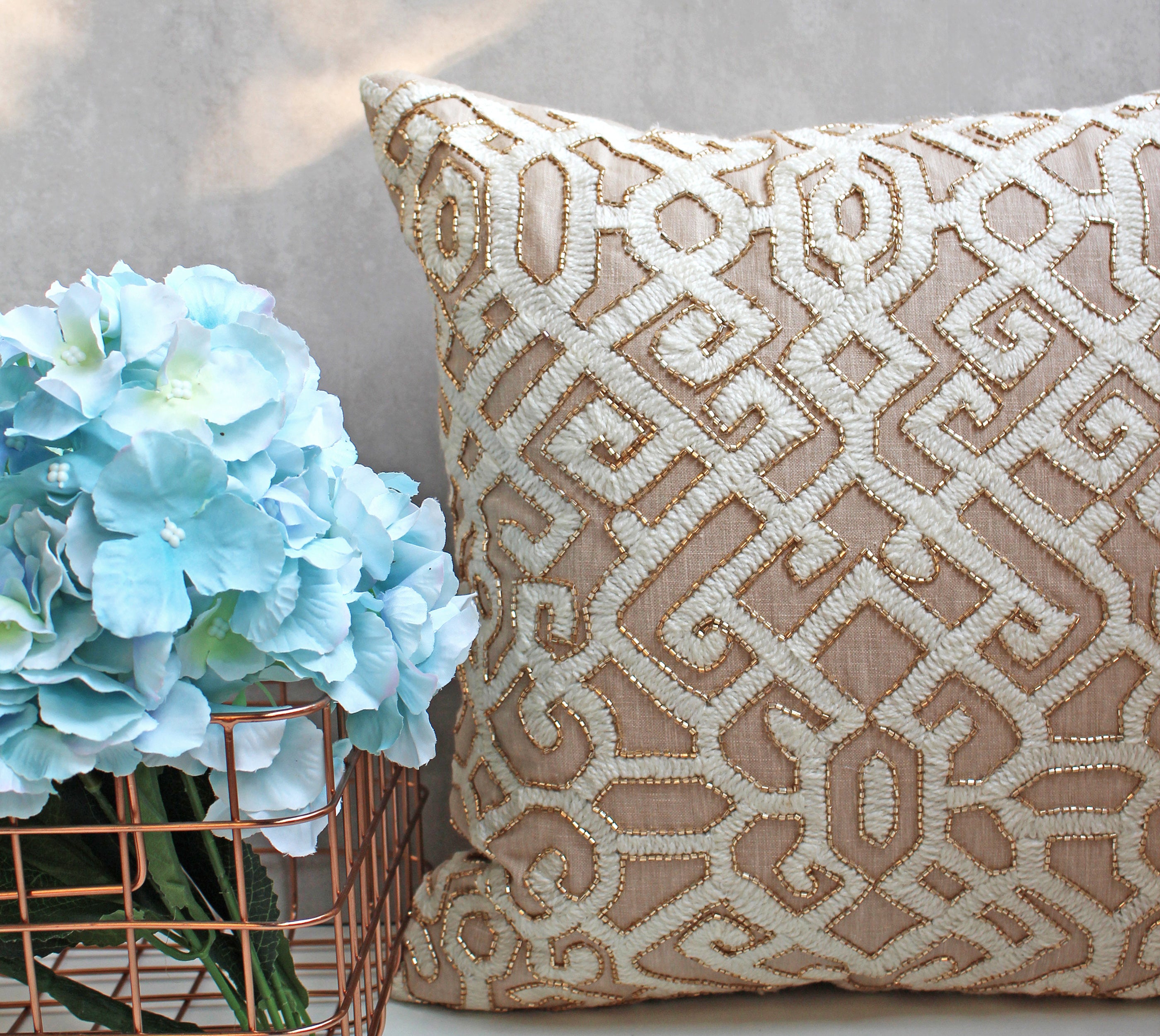 ISABELLA Beige Linen Cushion Cover