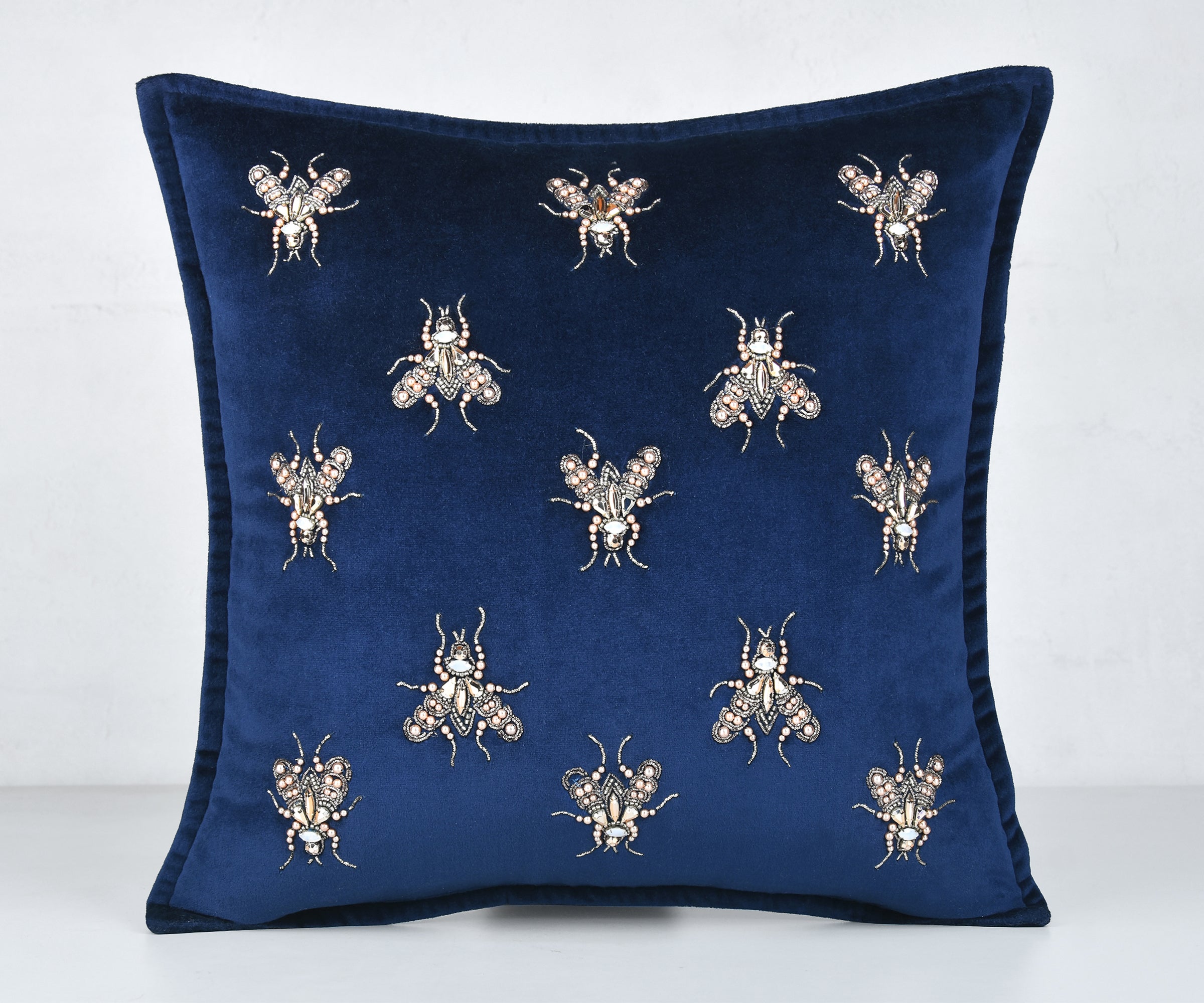 GRACE Navy Blue Velvet Cushion Cover