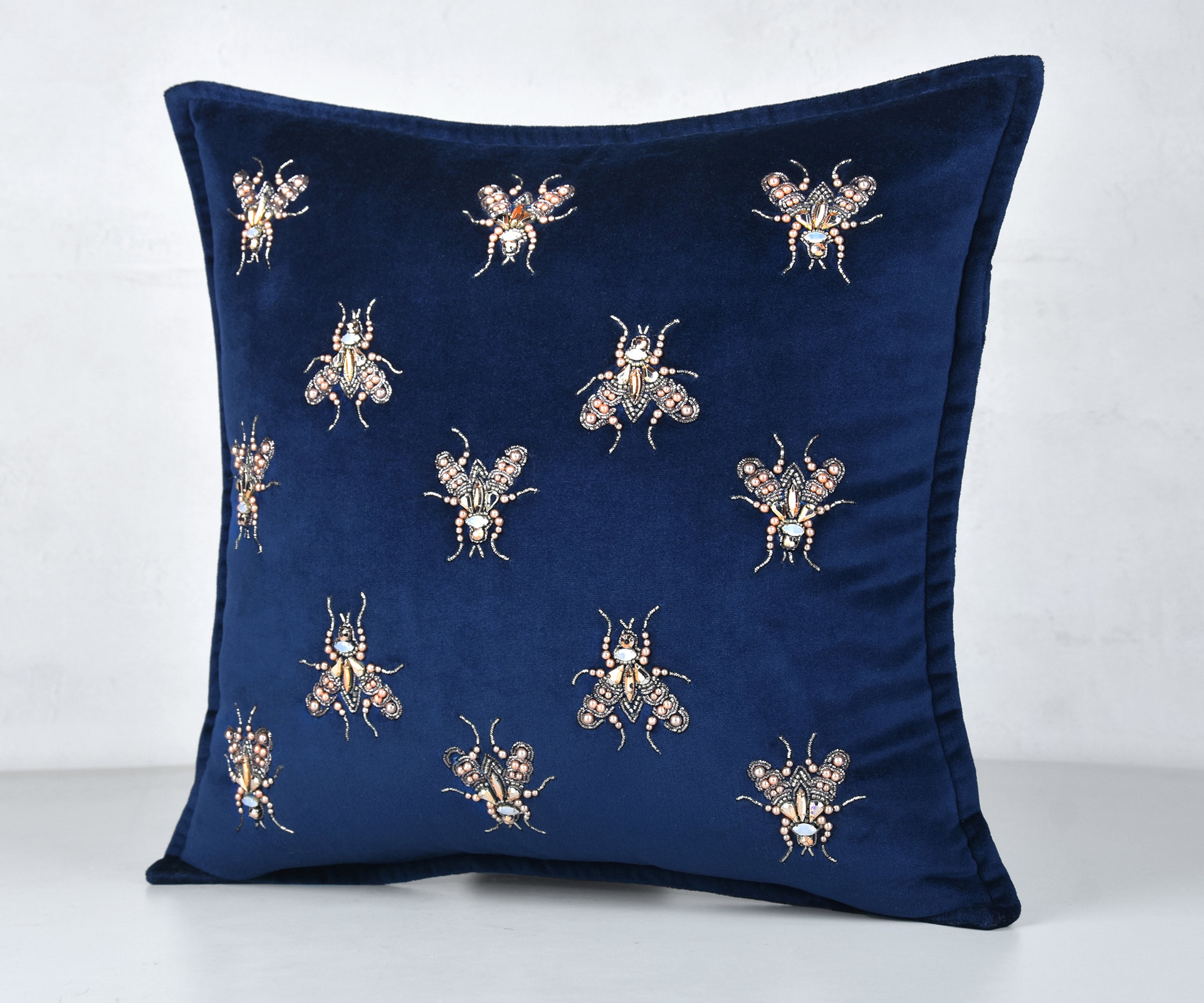 GRACE Navy Blue Velvet Cushion Cover