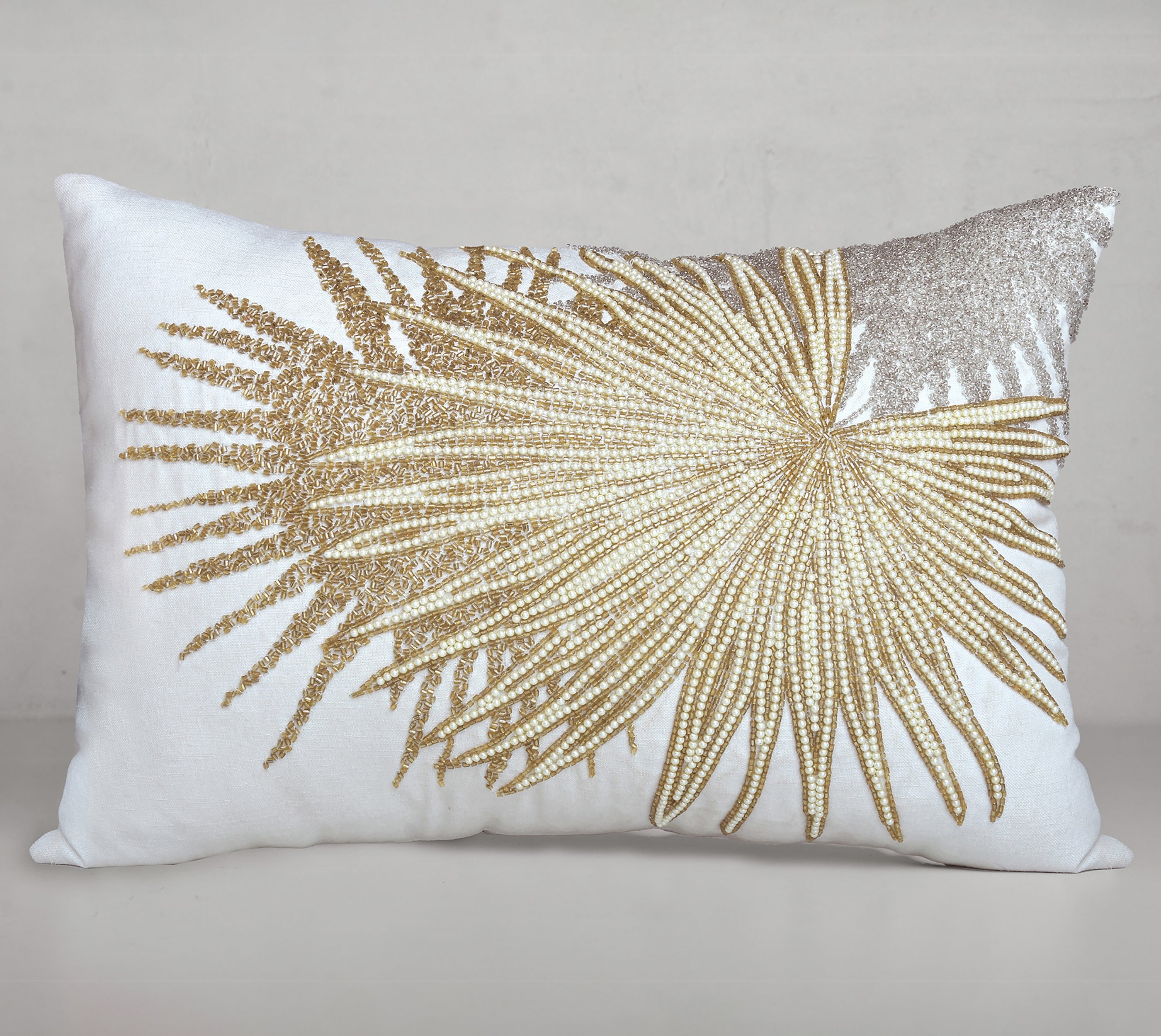 CORDELIA Off white Beaded Cushion Cover