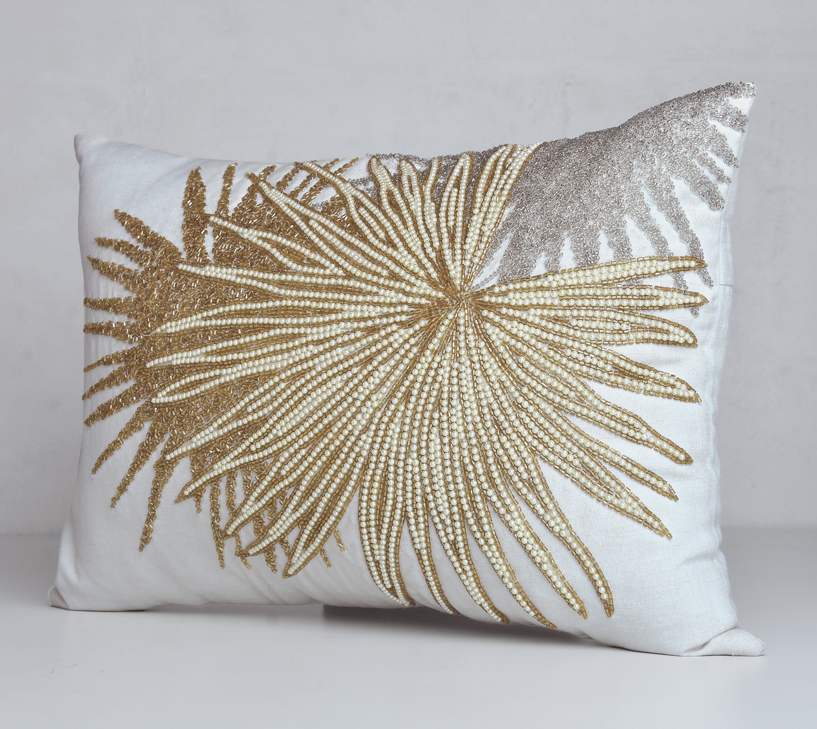 CORDELIA Off white Beaded Cushion Cover