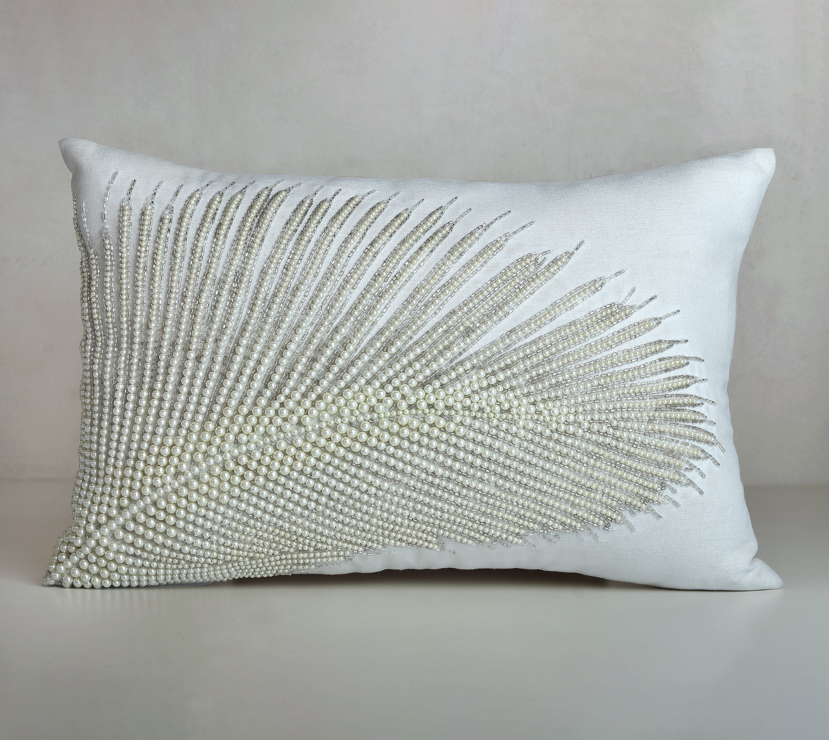 CORDELIA Off white Beaded Cushion Cover