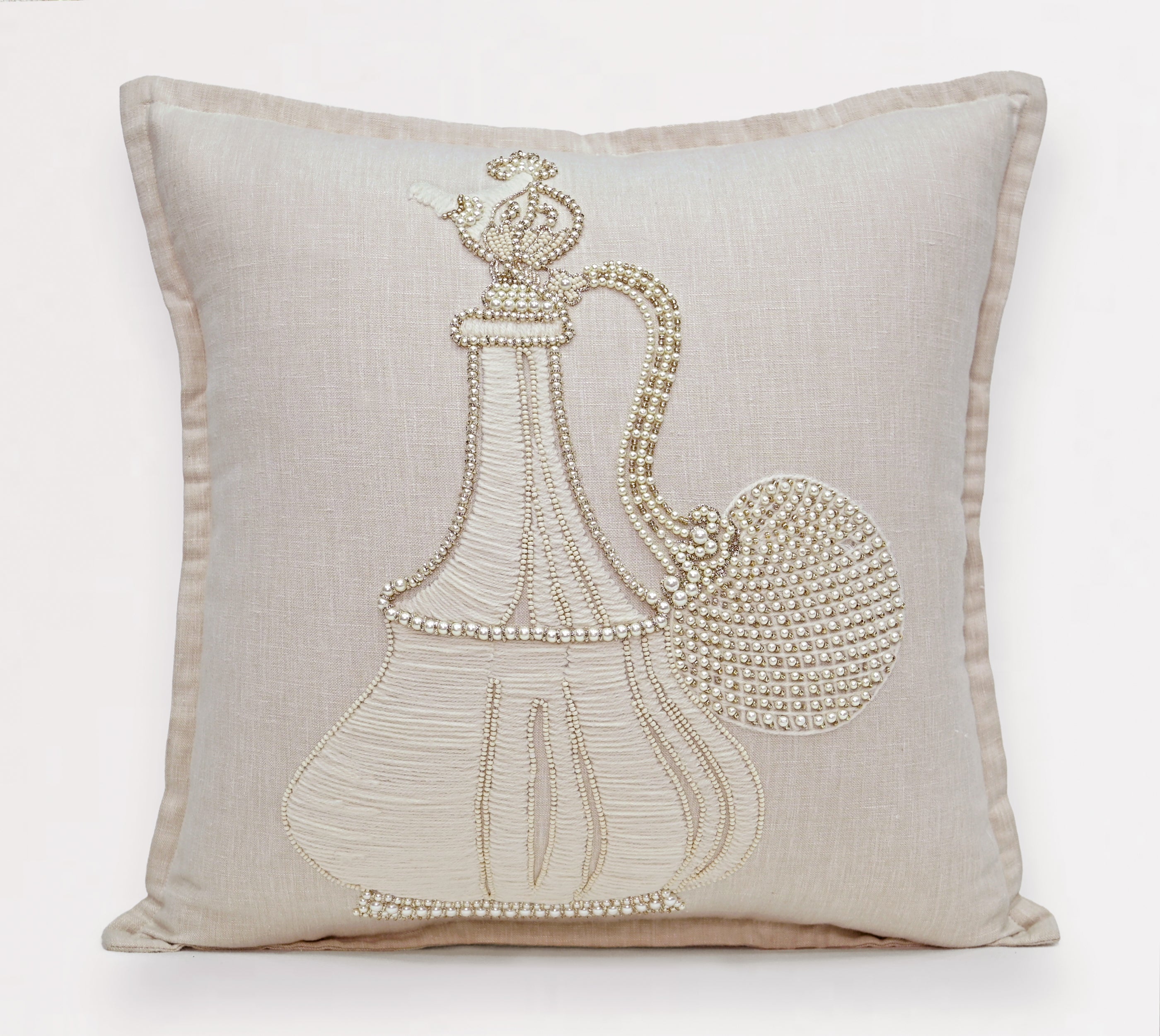 PALASH Light Beige Linen Cushion Cover