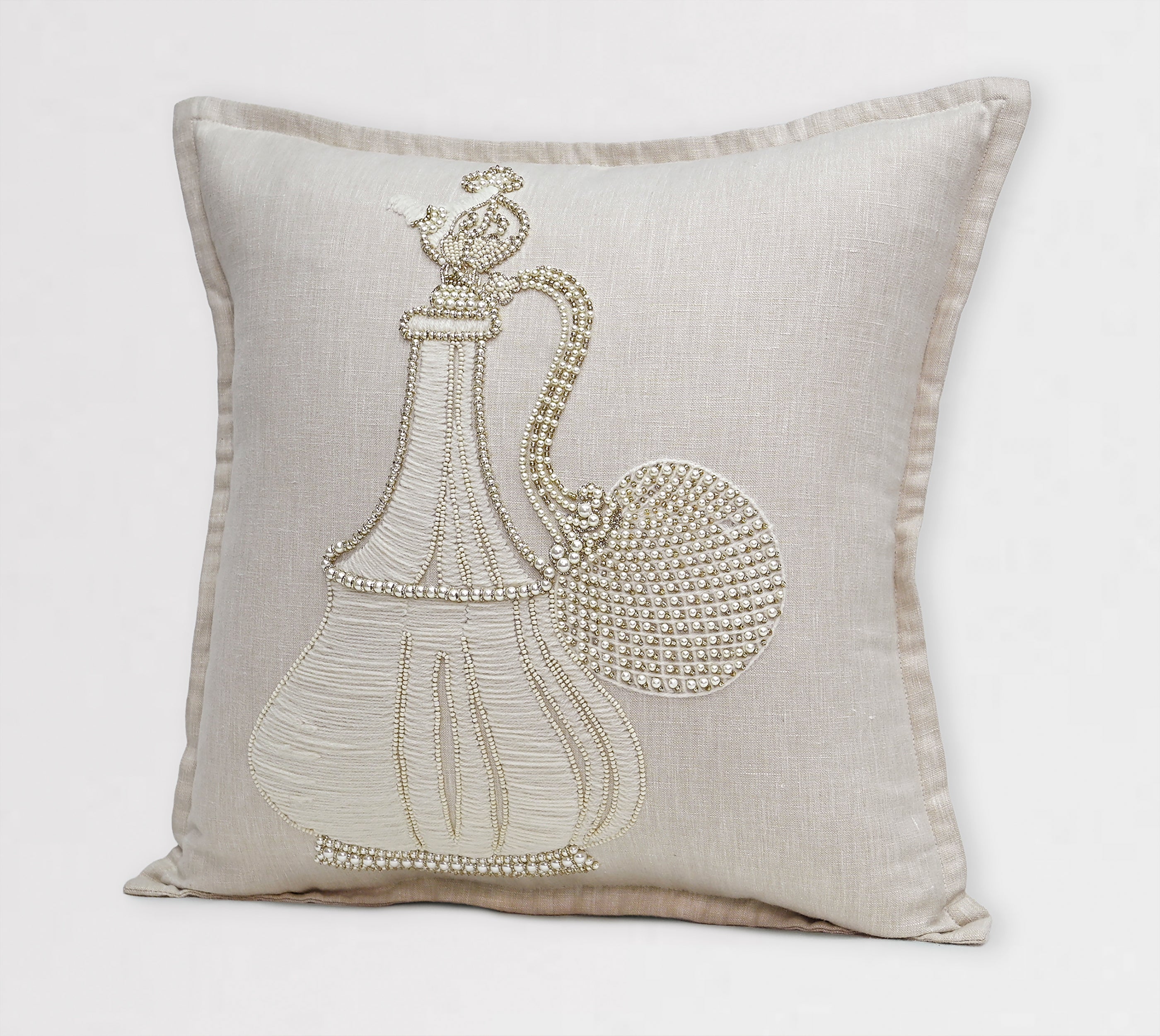 PALASH Light Beige Linen Cushion Cover