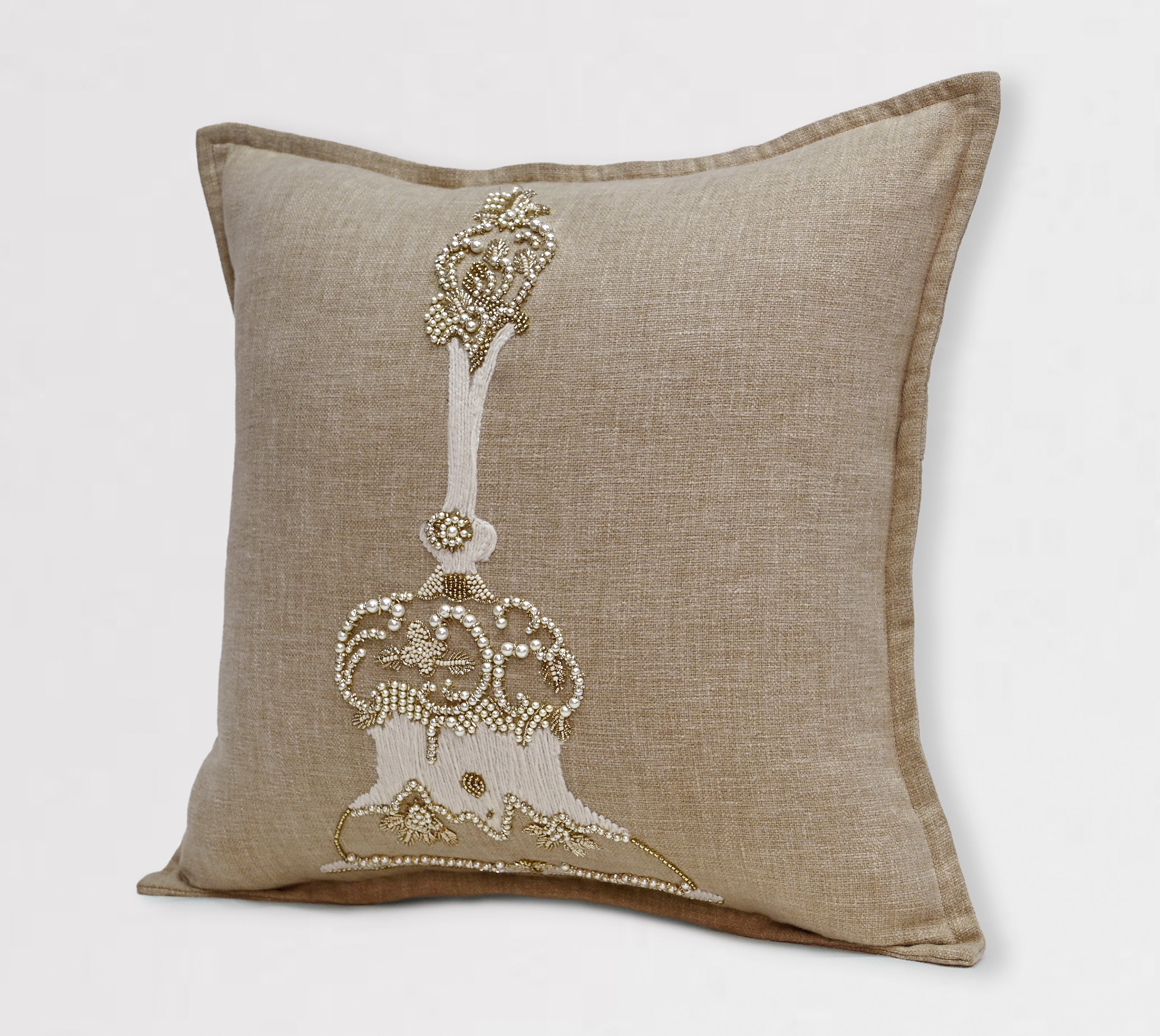 PALASH Beige Cotton Cushion Cover