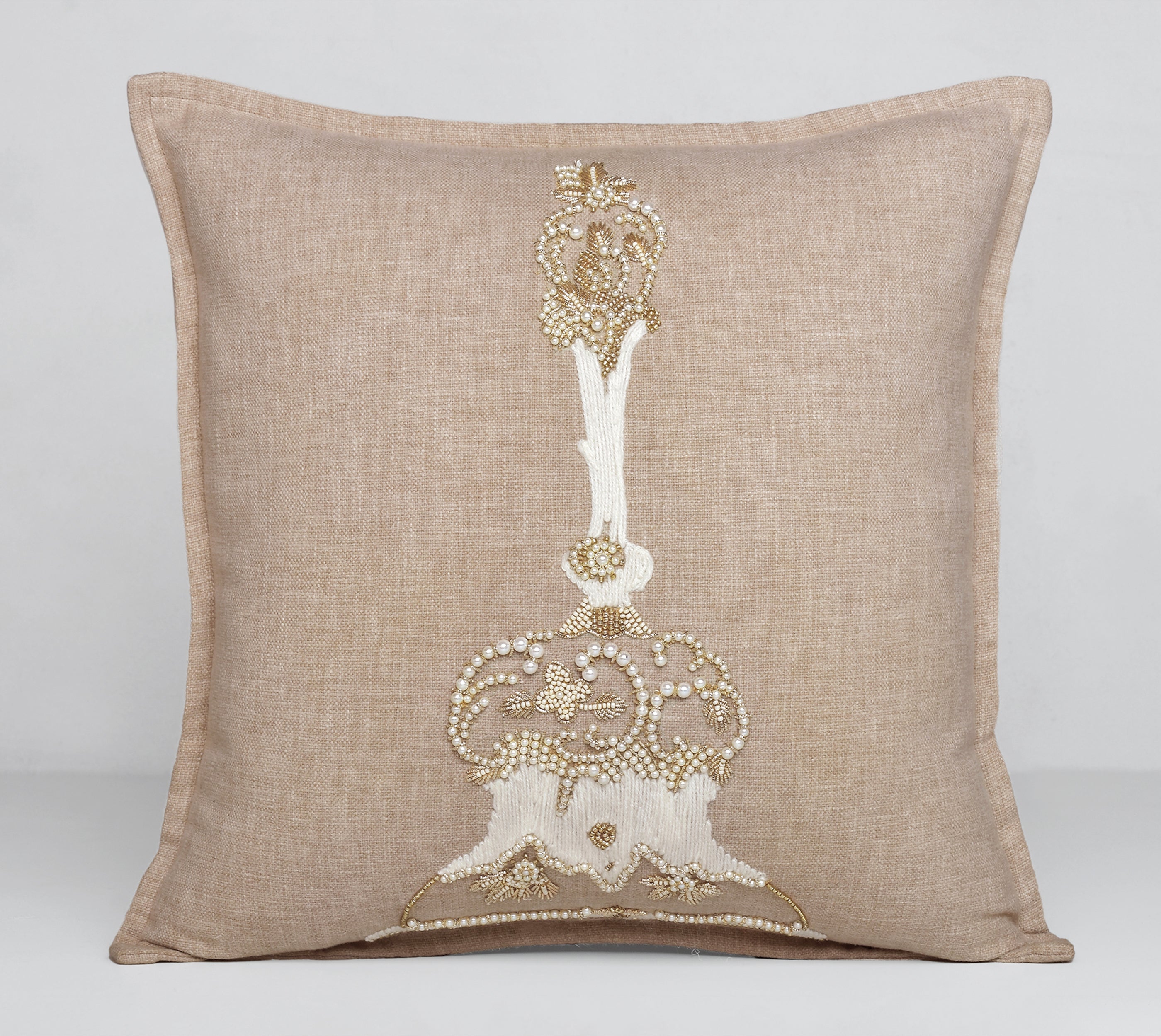 PALASH Beige Cotton Cushion Cover