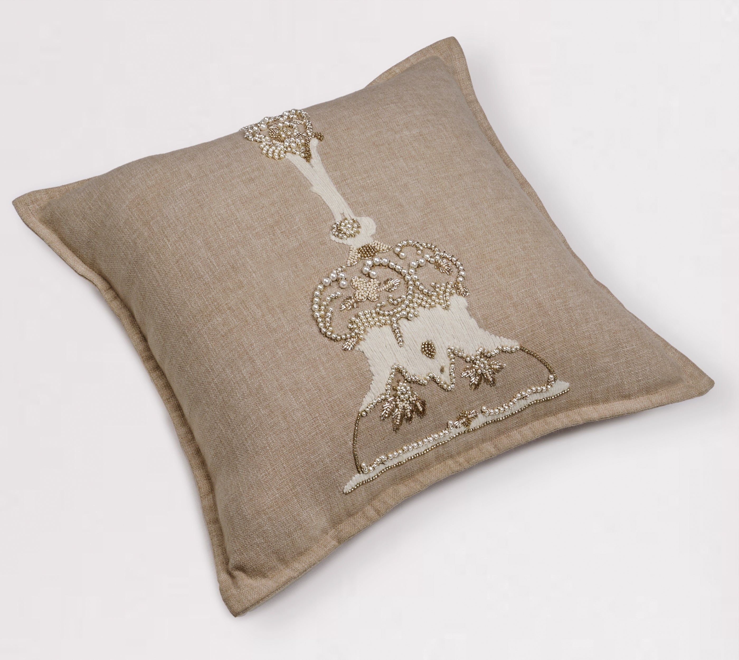 PALASH Beige Cotton Cushion Cover