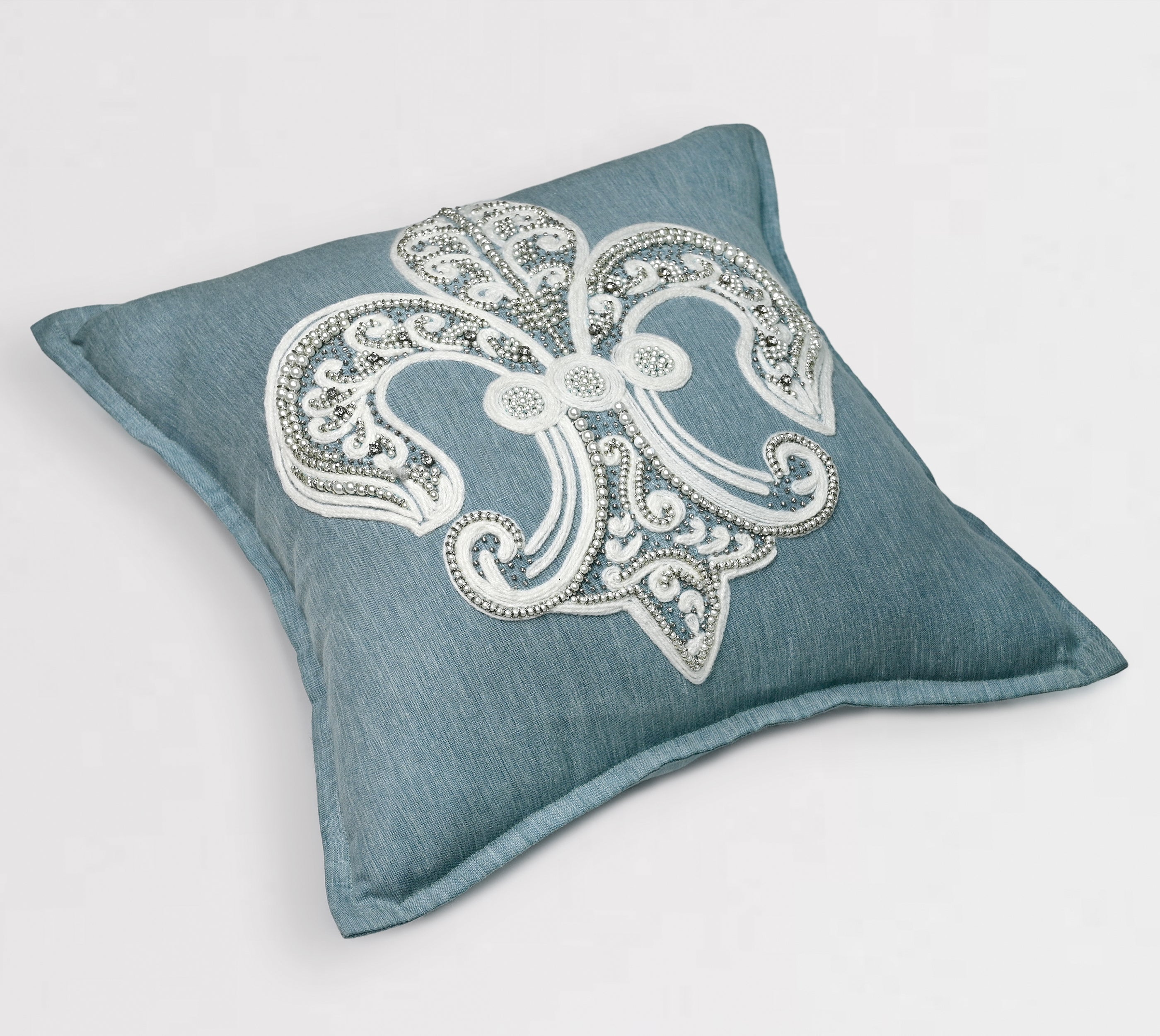 PALASH Blue Linen Cushion Cover