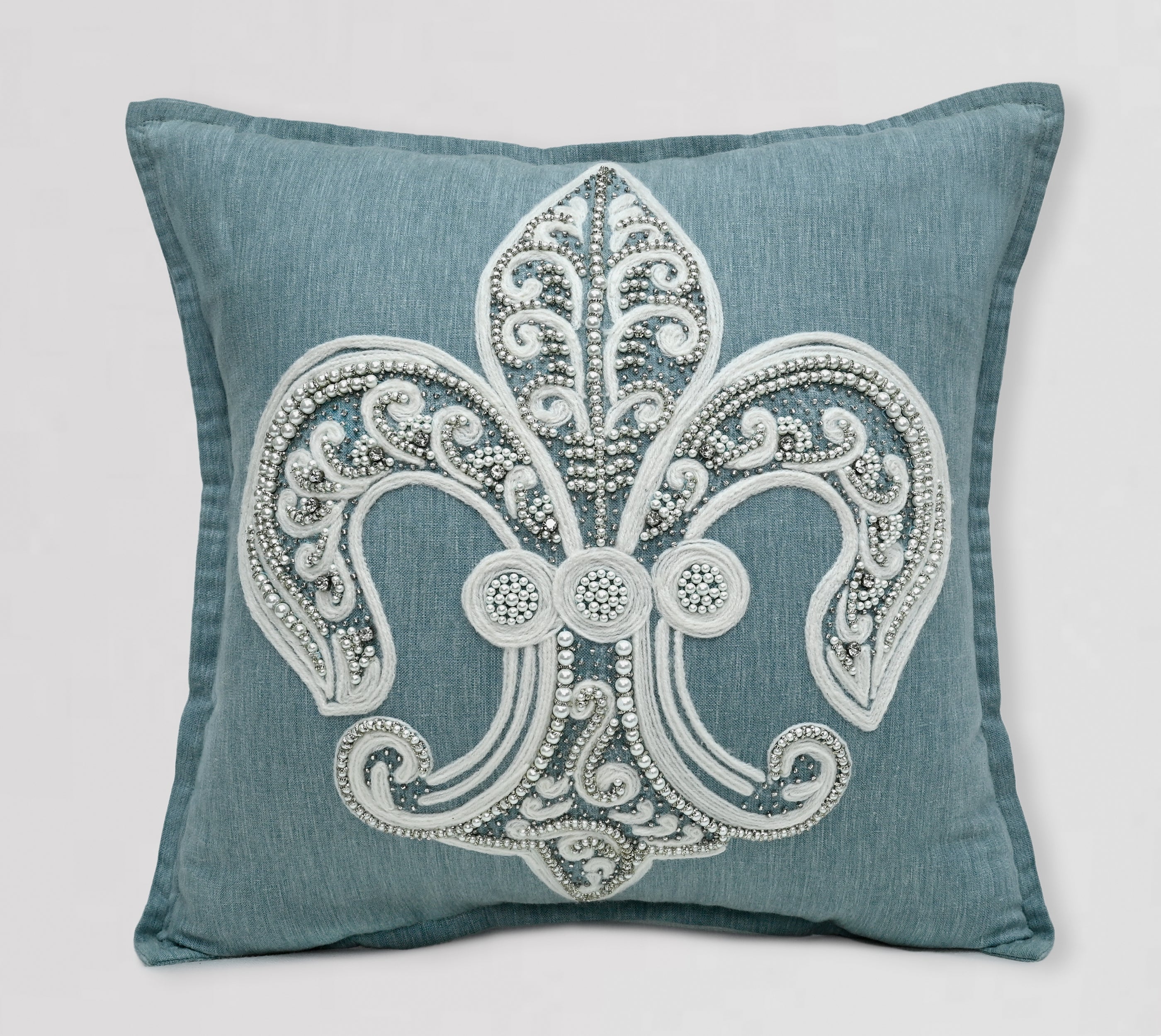 PALASH Blue Linen Cushion Cover