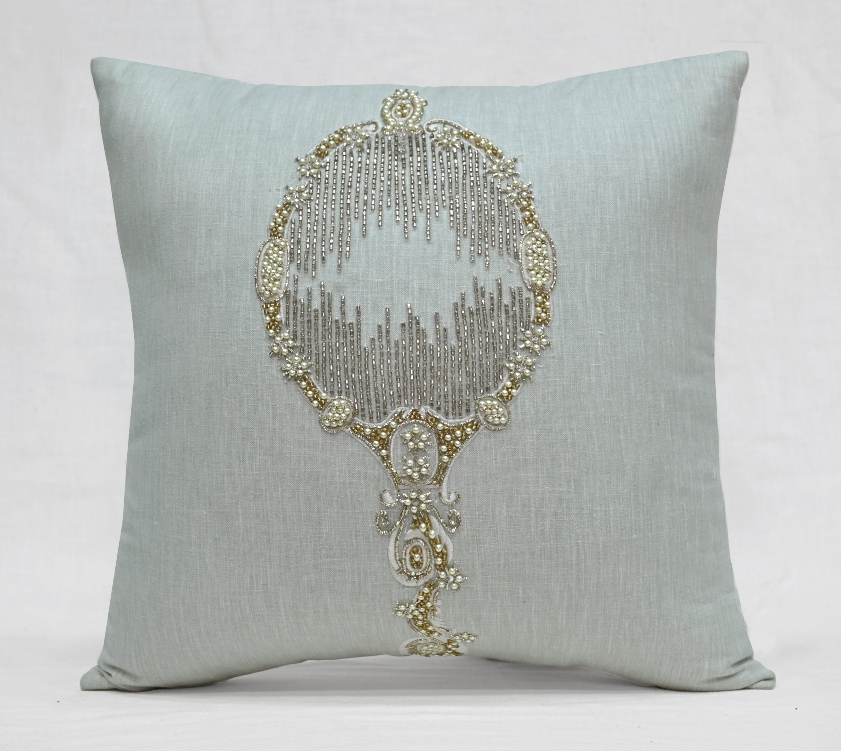 PALASH Light Blue Linen Cushion Cover