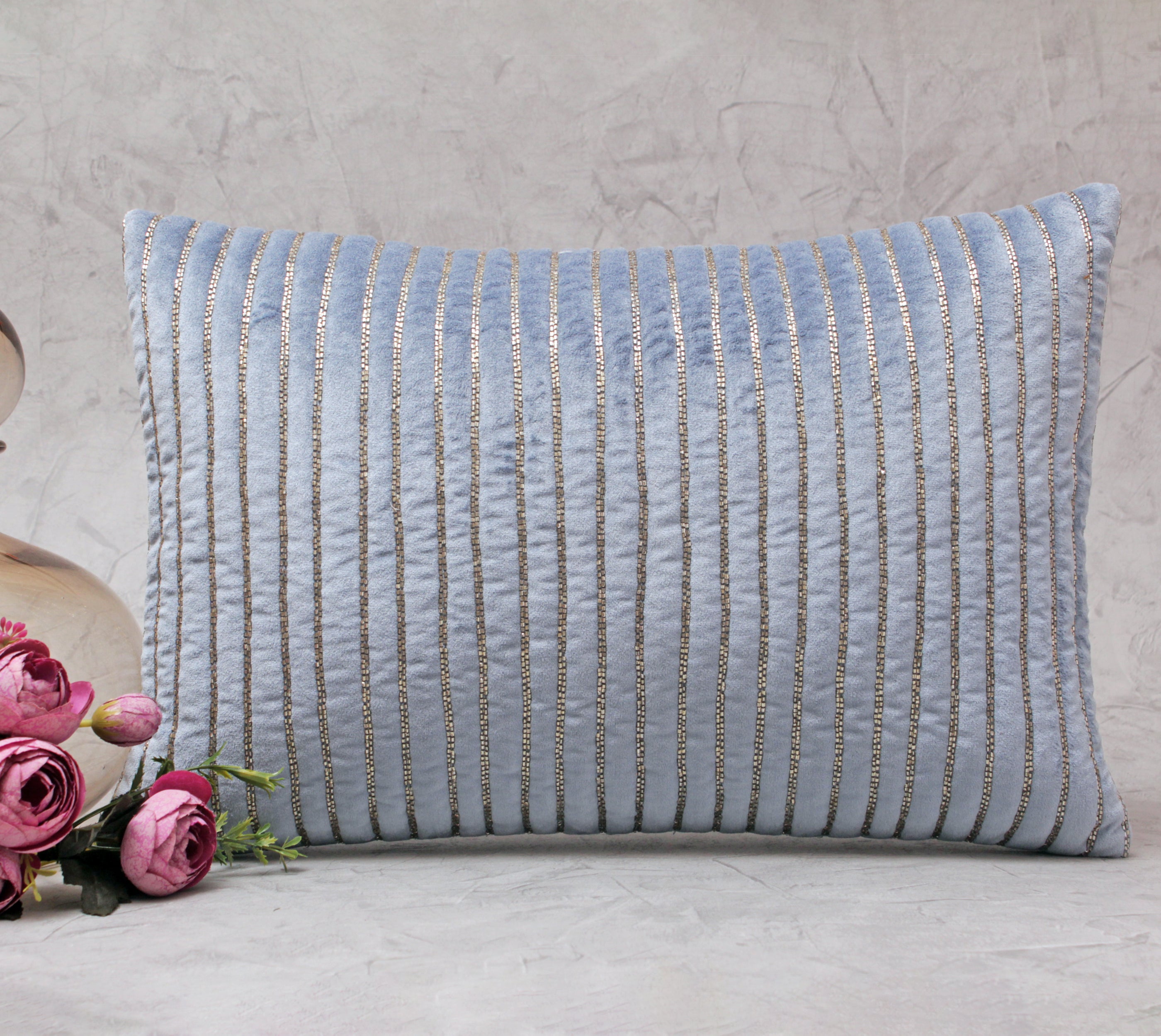 SAMARA Light Blue Velvet Cushion Cover