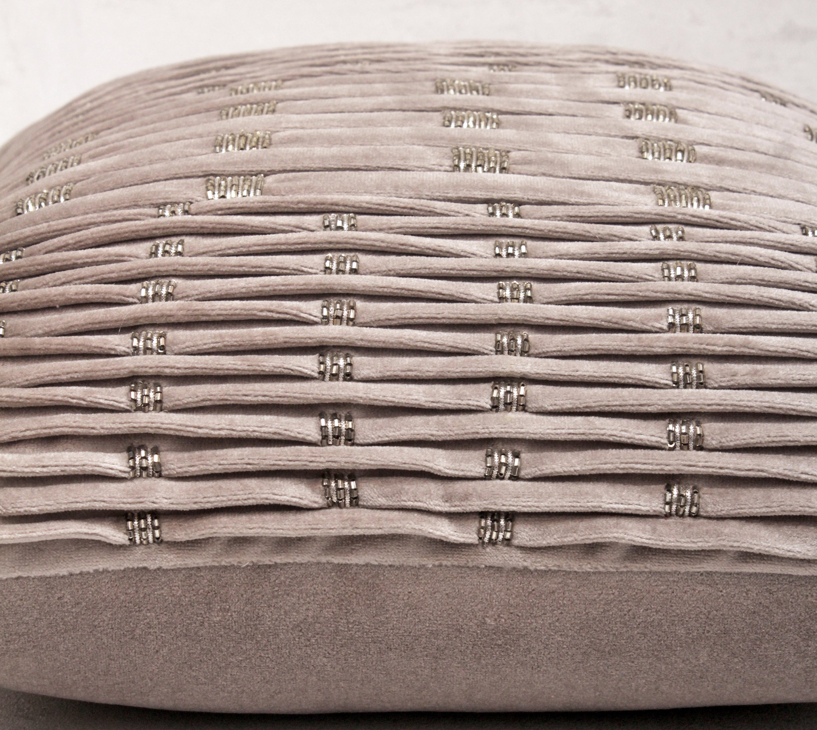 NOVA Grey Velvet Pleated Cushion Cover