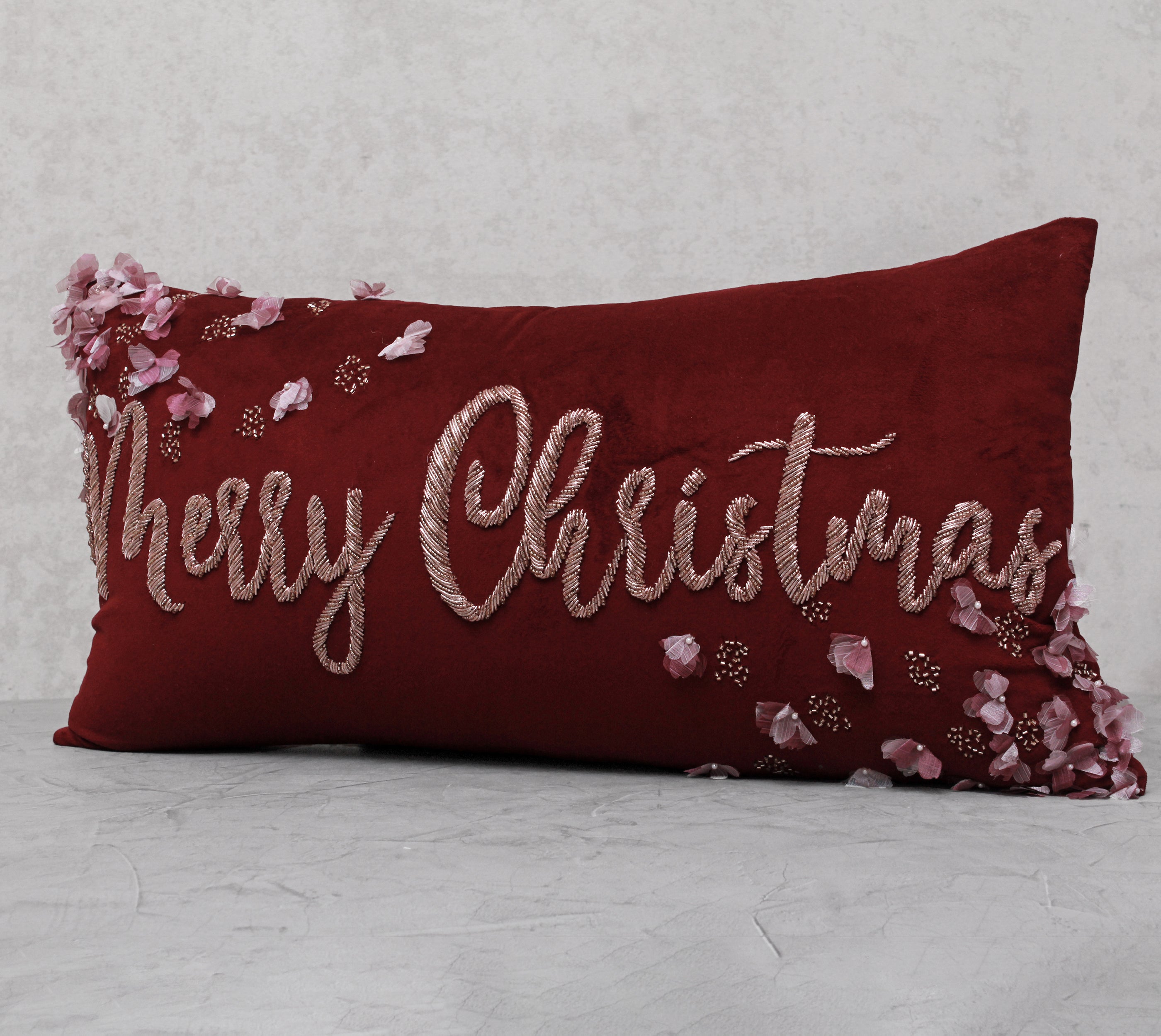 CHRISTMAS Burgandy Velvet Cushion Cover