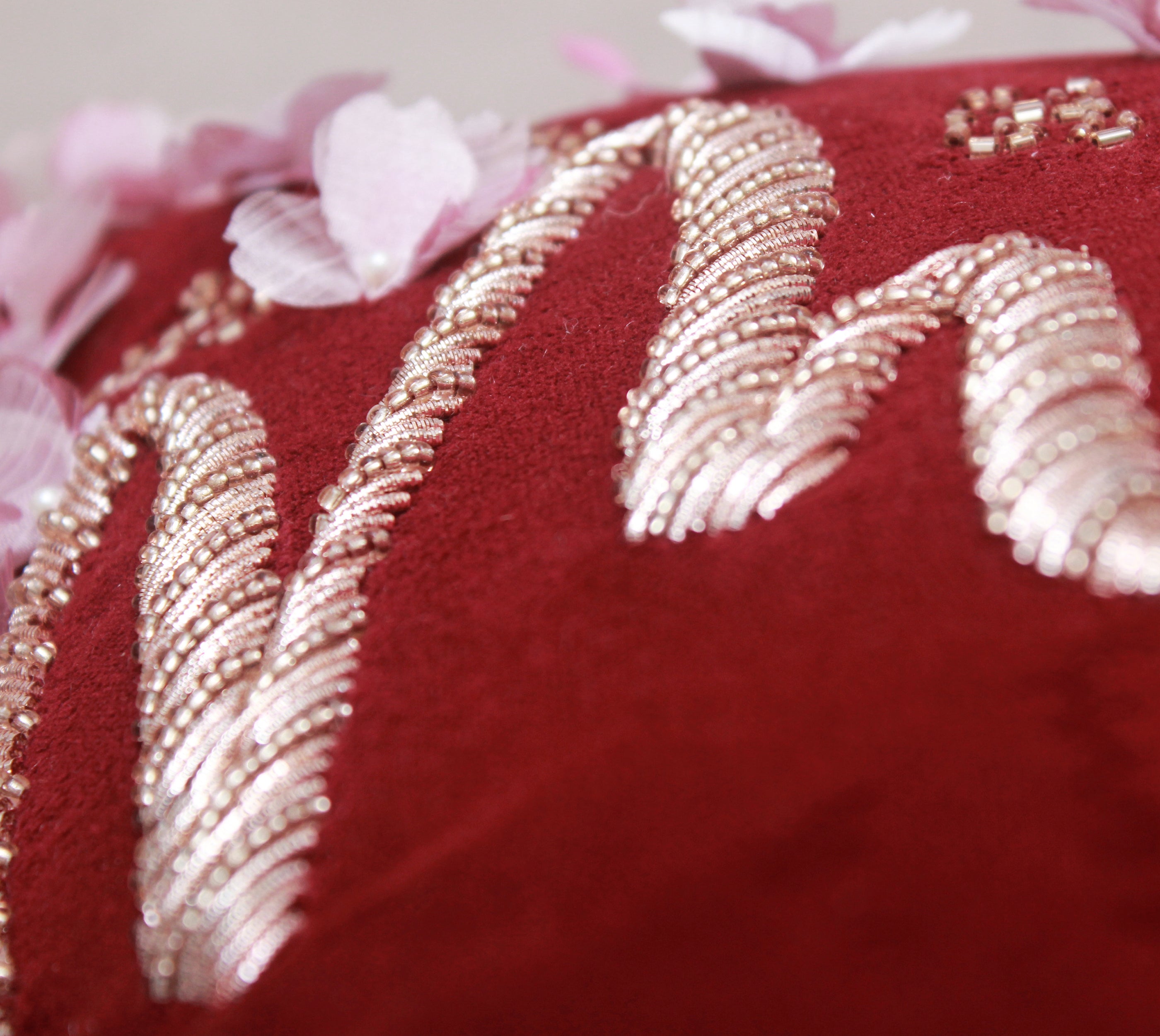 CHRISTMAS Burgandy Velvet Cushion Cover