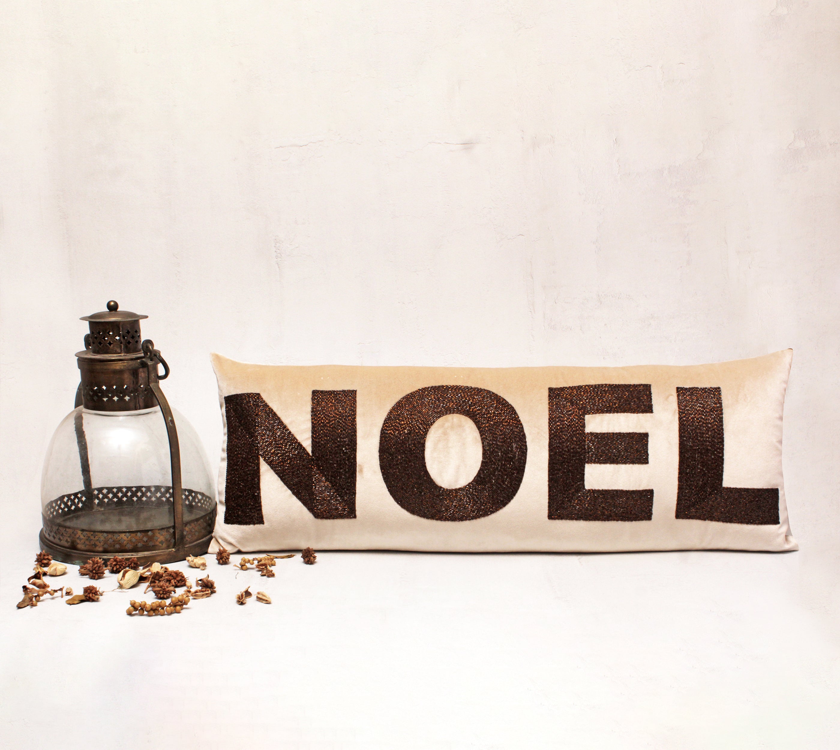 Brown NOEL Cushion Cover