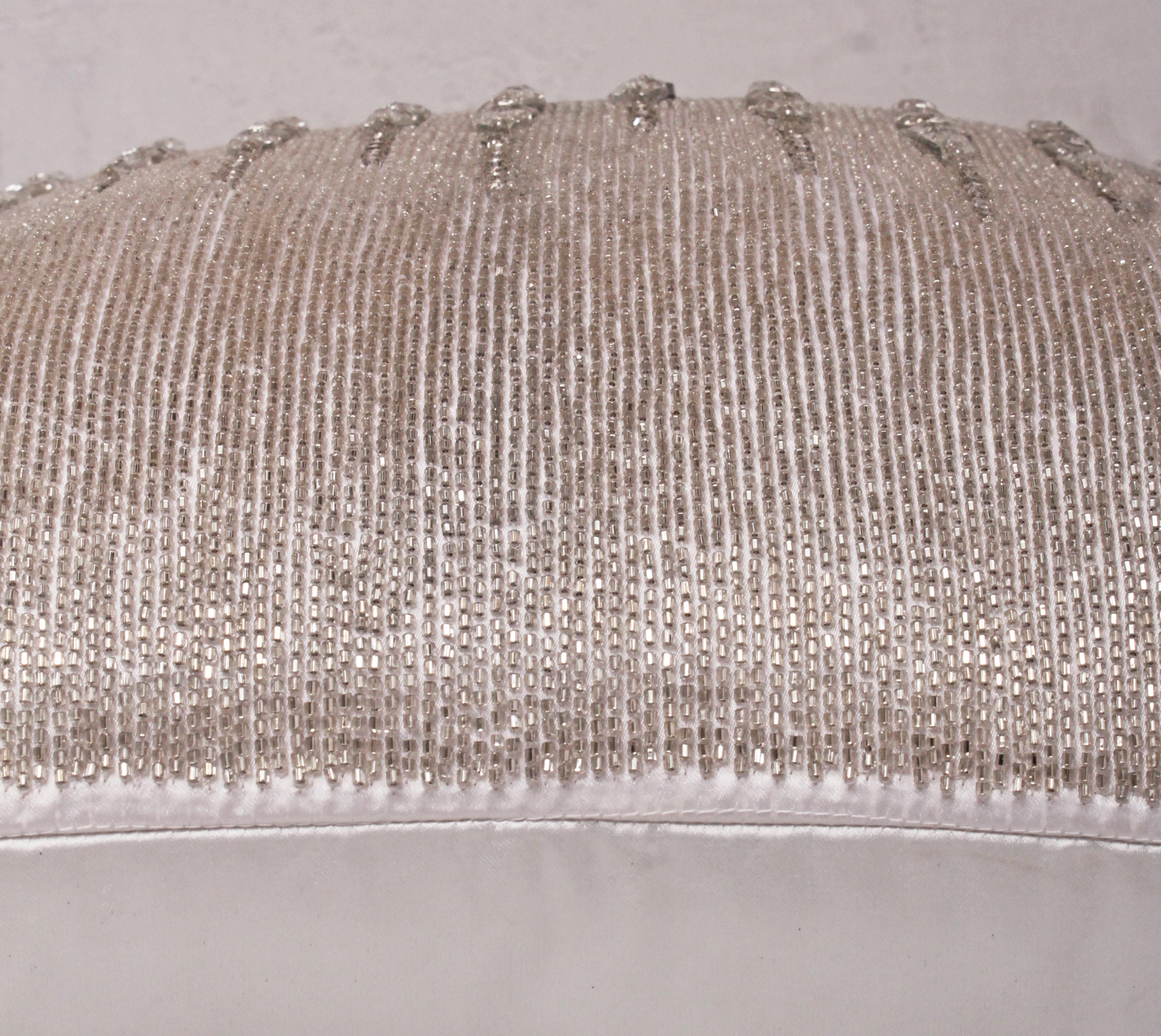 FORTUNE Silver Bling Beaded Cushion Cover